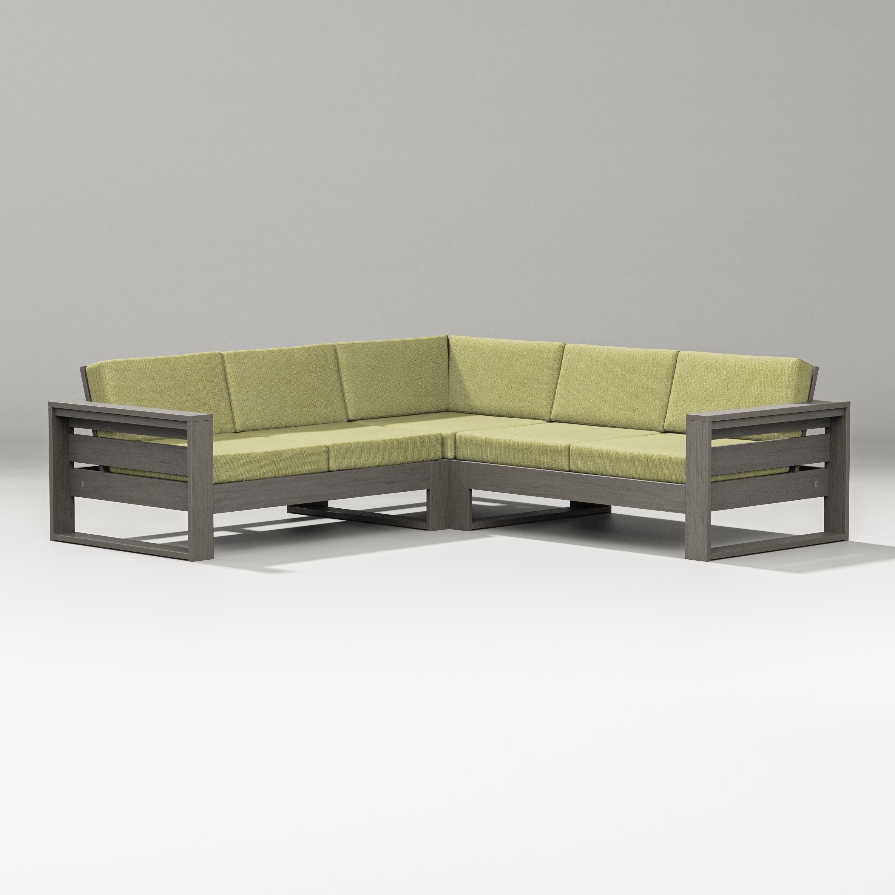 PW Designer Series Latitude Corner Sectional in Driftwood / Chartreuse Boucle