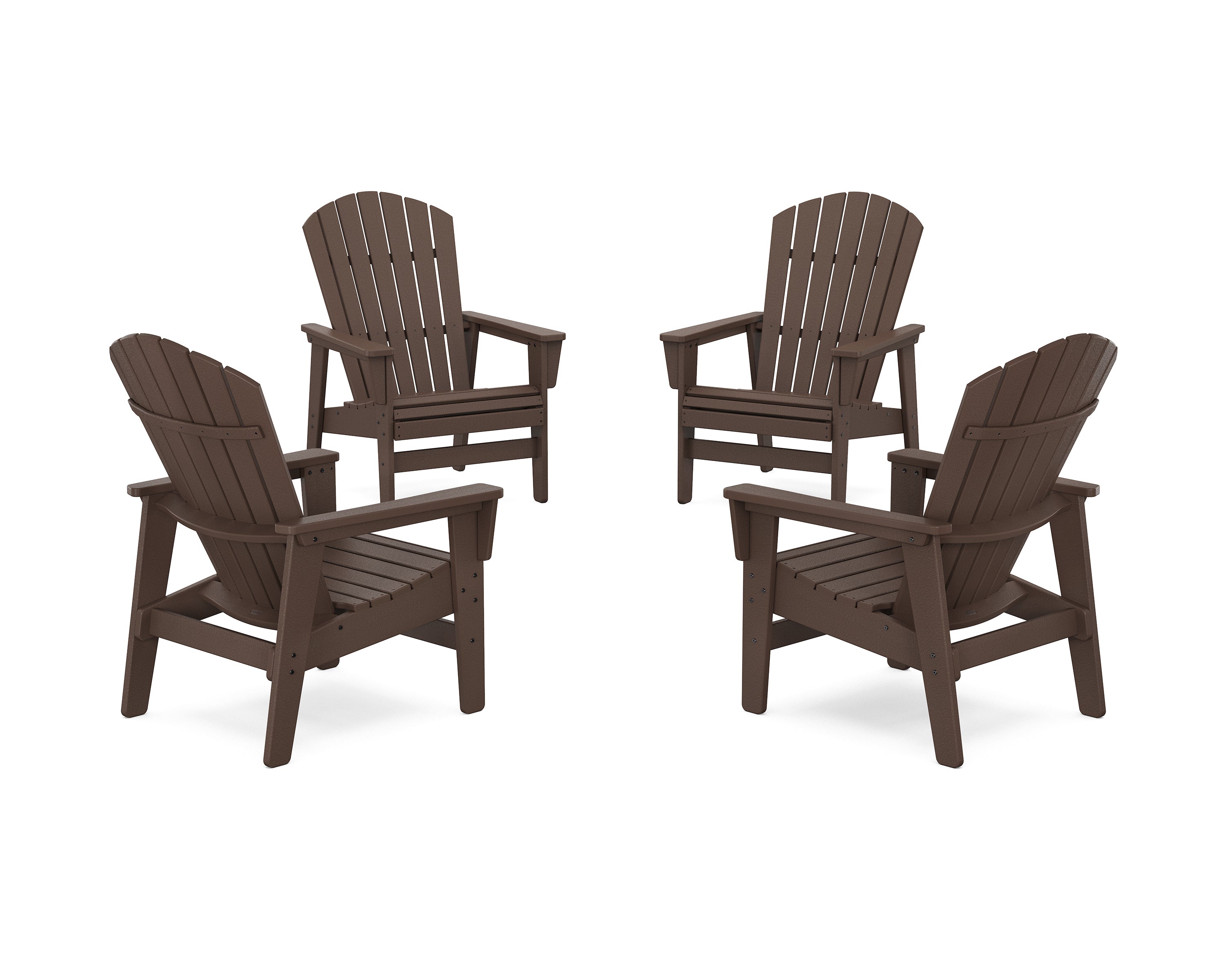 POLYWOOD® 4-Piece Nautical Grand Upright Adirondack Chair Conversation Set in Mahogany