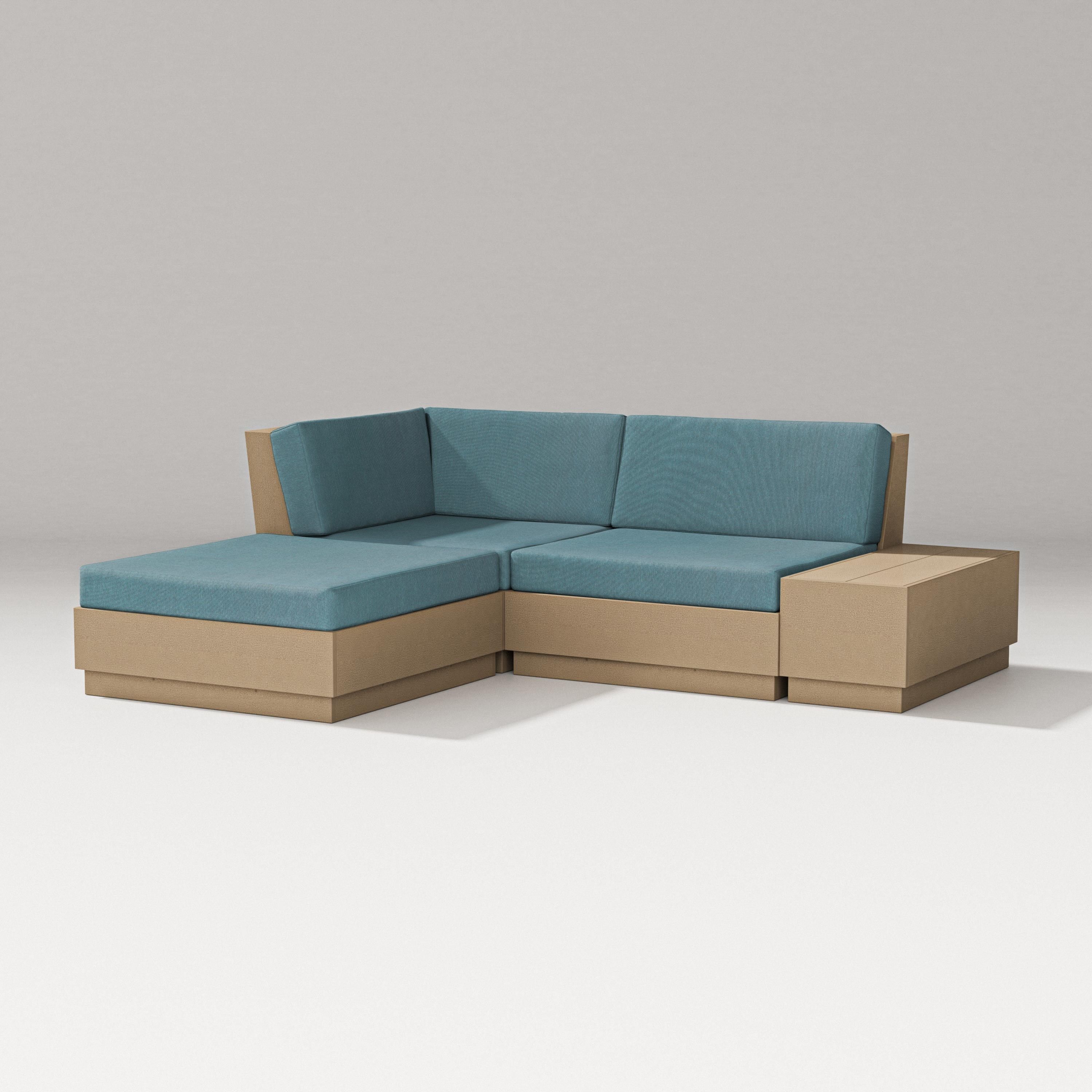 PW Designer Series Elevate Loveseat Sectional with Chaise in Vintage Sahara / Ocean Teal