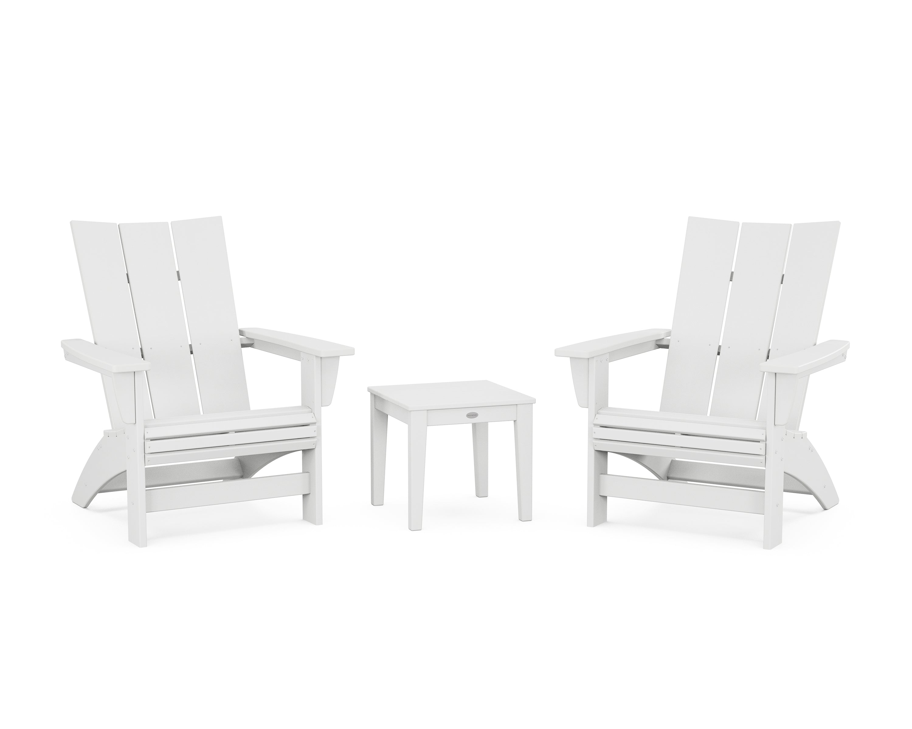 POLYWOOD® 3-Piece Modern Grand Adirondack Set in White