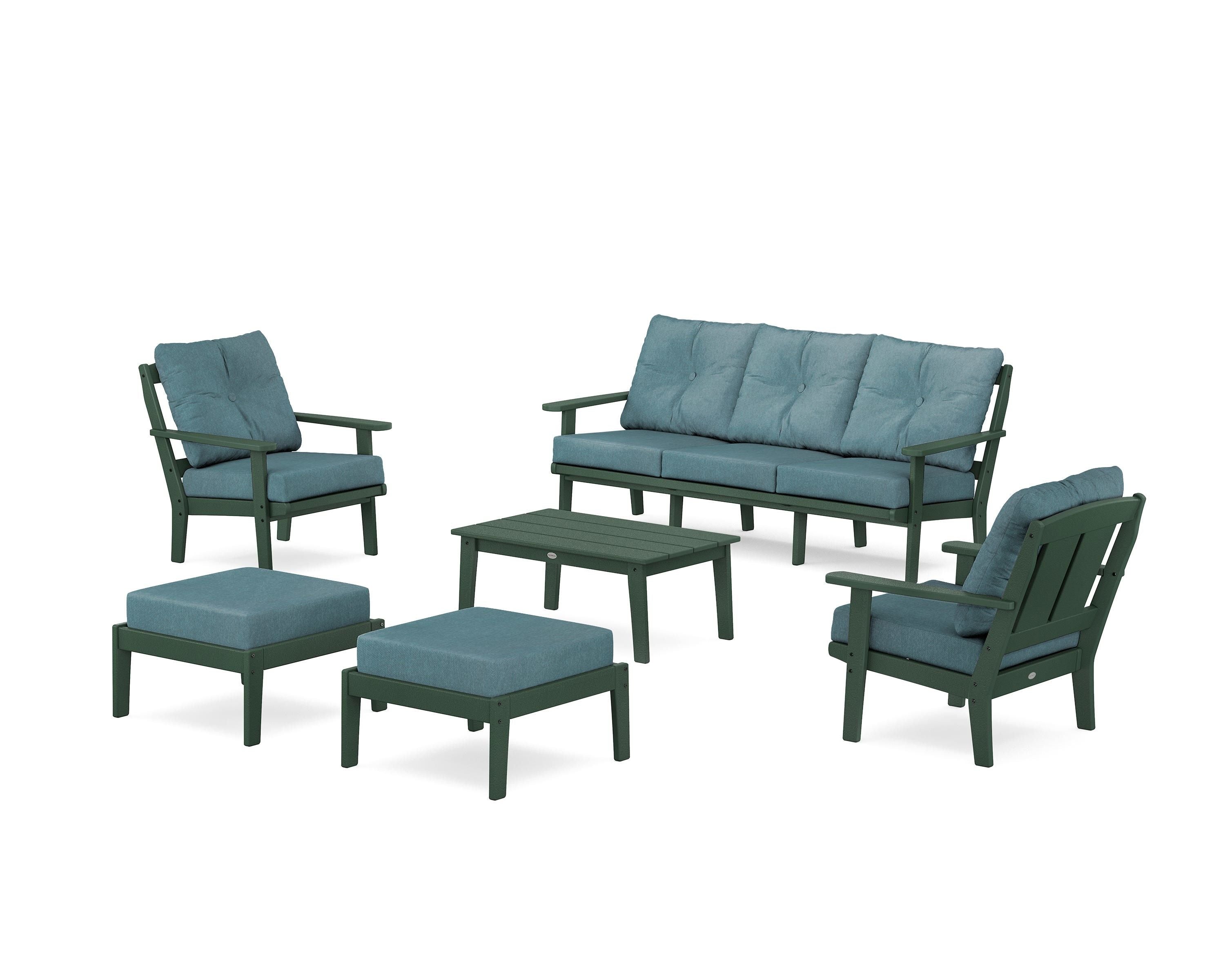 POLYWOOD Mission 6-Piece Lounge Sofa Set in Green / Ocean Teal