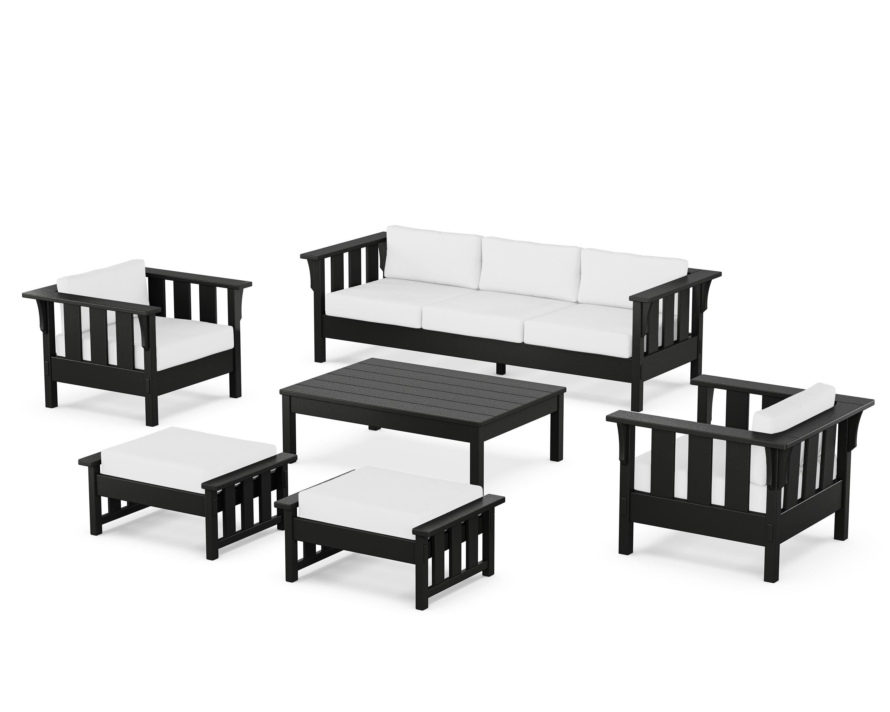 Martha Stewart by POLYWOOD Acadia 6-Piece Lounge Sofa Set in Black / Natural