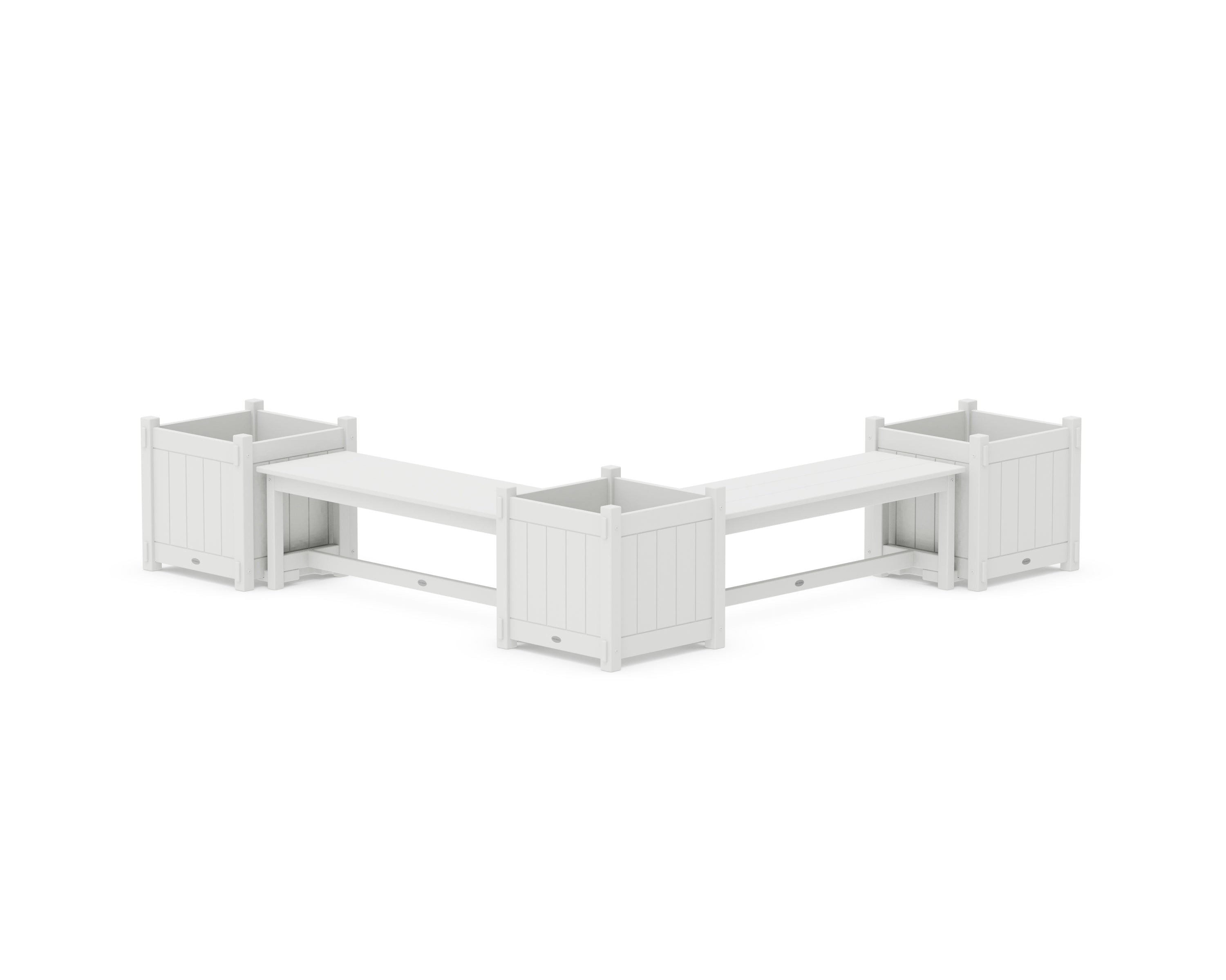 POLYWOOD 48" Vineyard L- Shaped Planter Bench Corner Set - Large in White