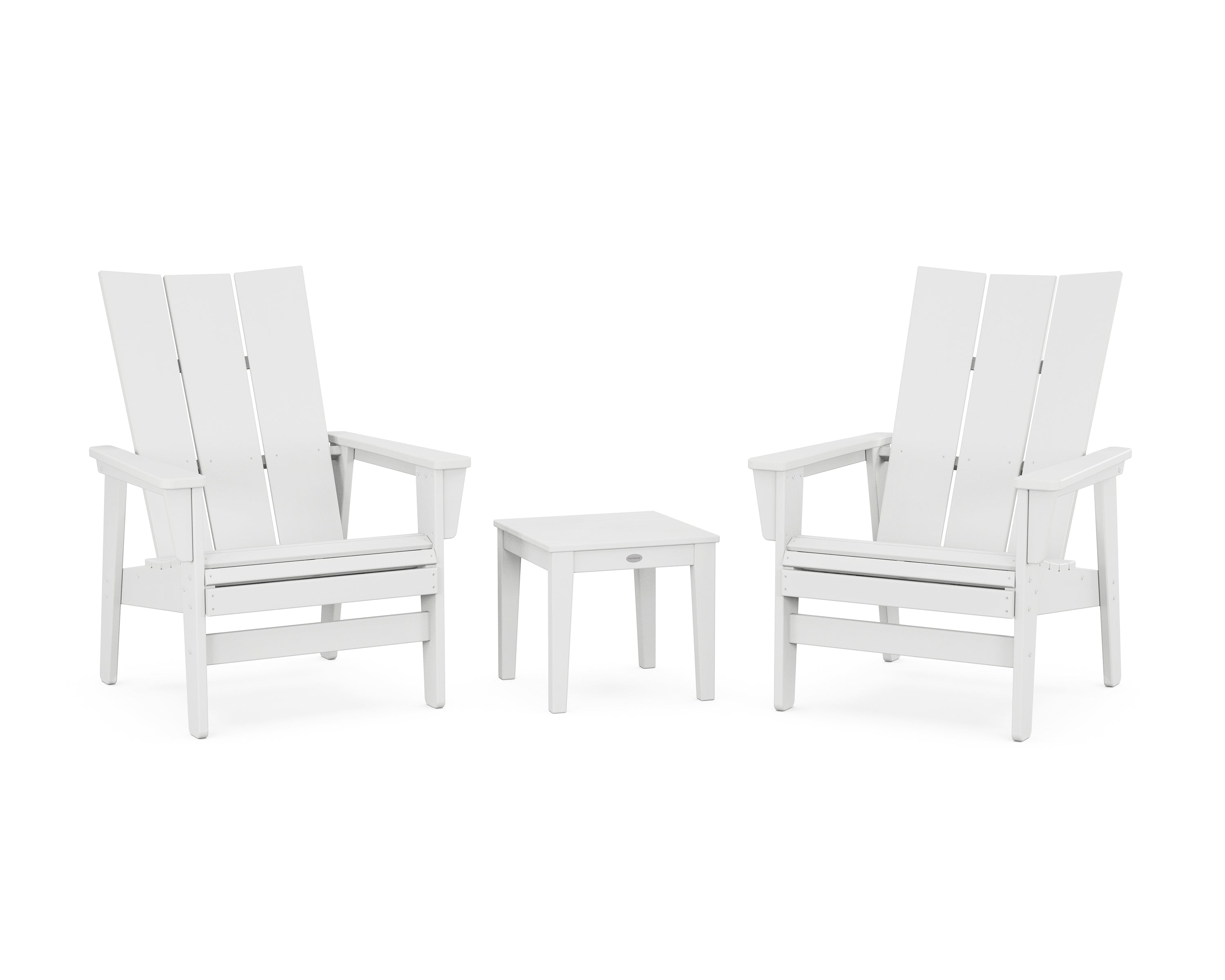POLYWOOD® 3-Piece Modern Grand Upright Adirondack Set in White