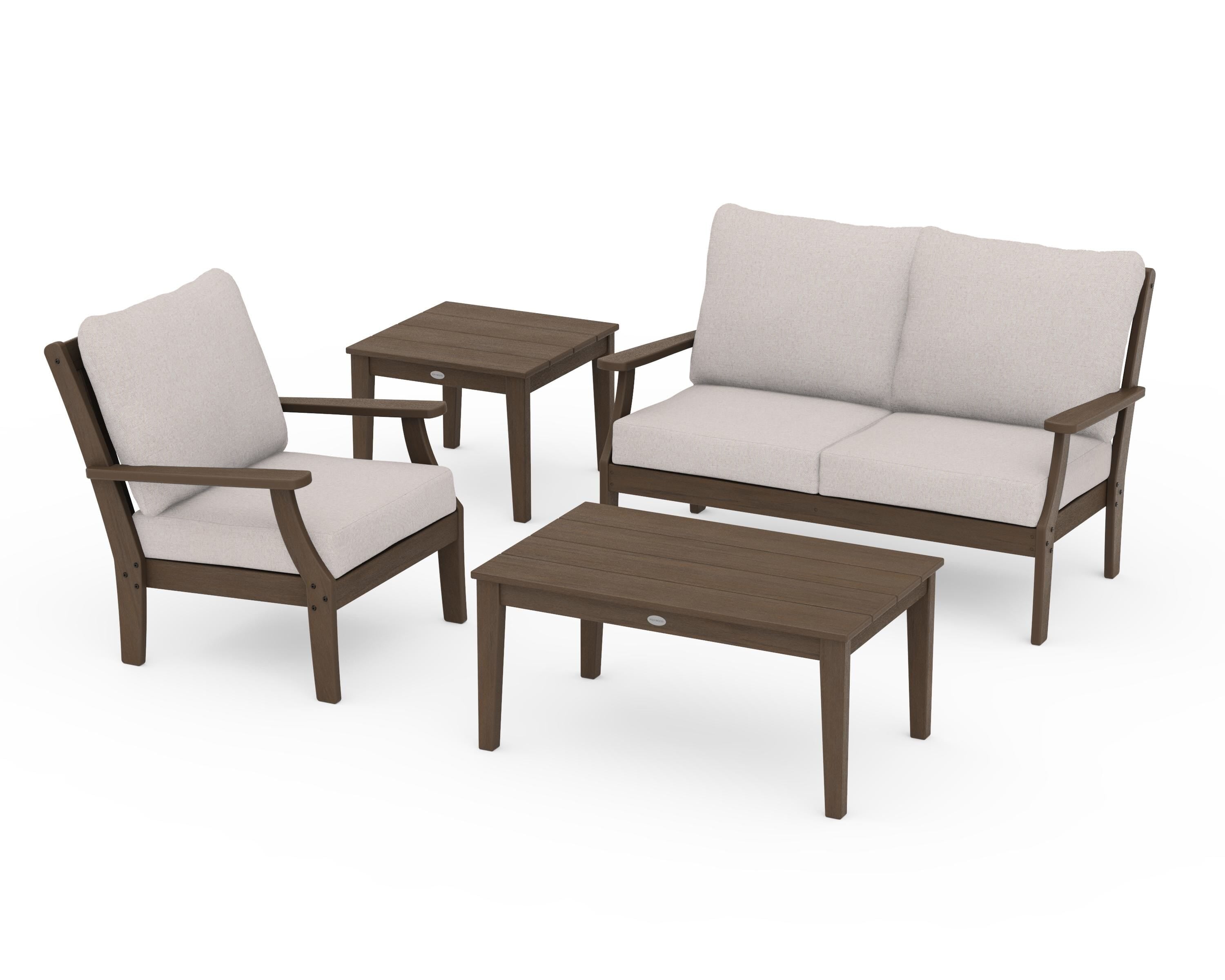 POLYWOOD Braxton 4-Piece Deep Seating Set in Kona / Dune Burlap