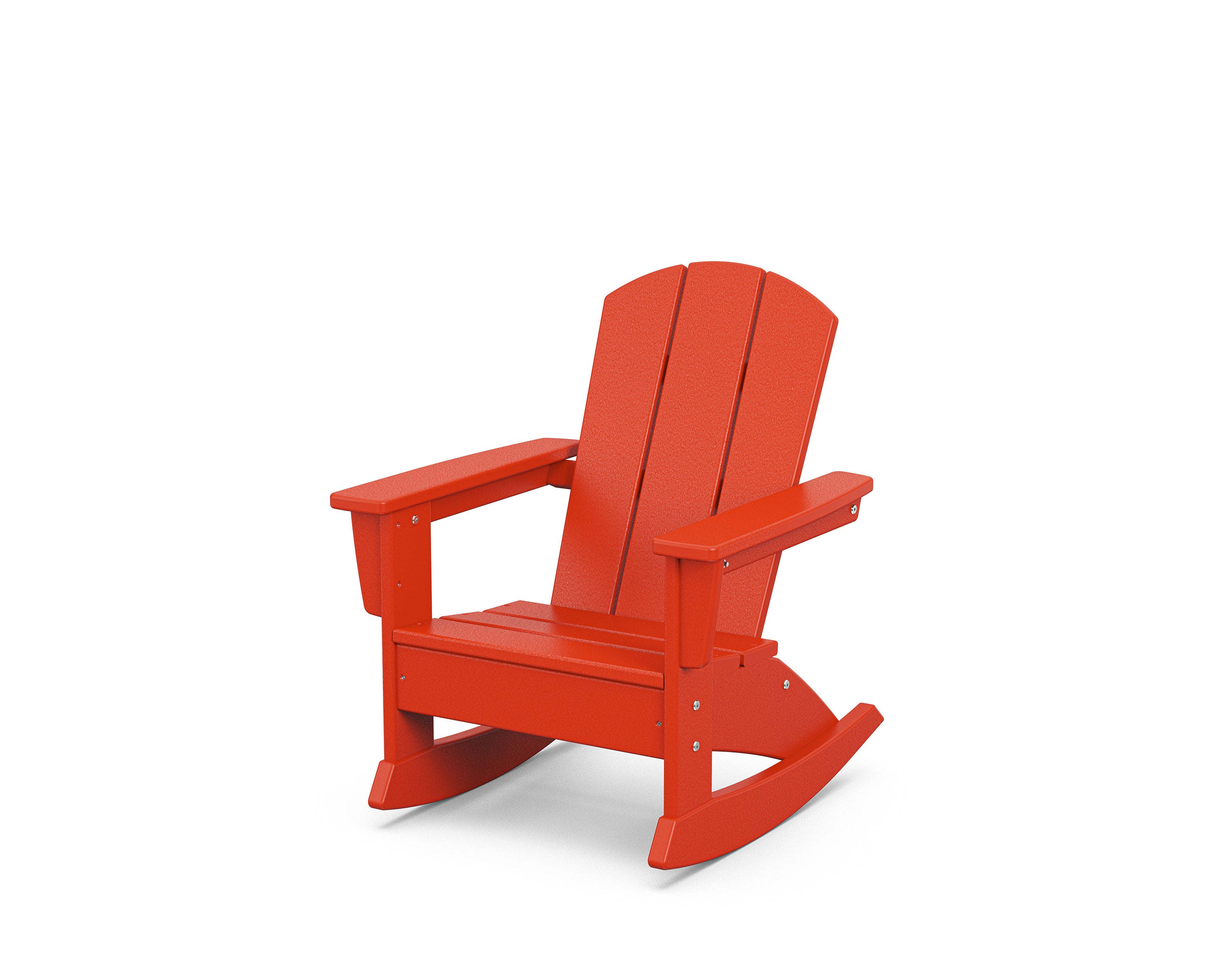 POLYWOOD Kids Nautical Adirondack Rocking Chair in Sunset Red