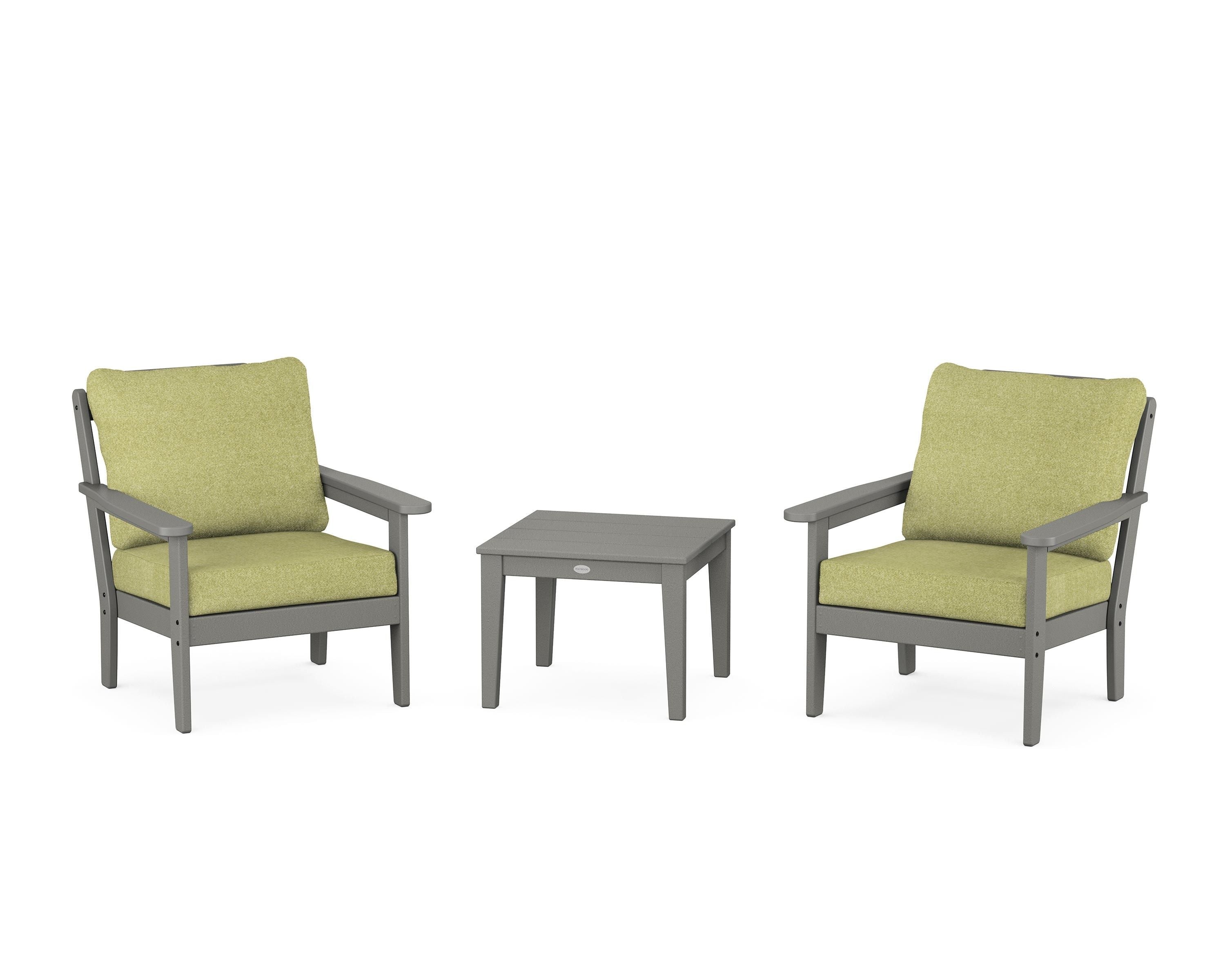 Country Living Cottage 3-Piece Deep Seating Set in Slate Grey / Chartreuse Boucle