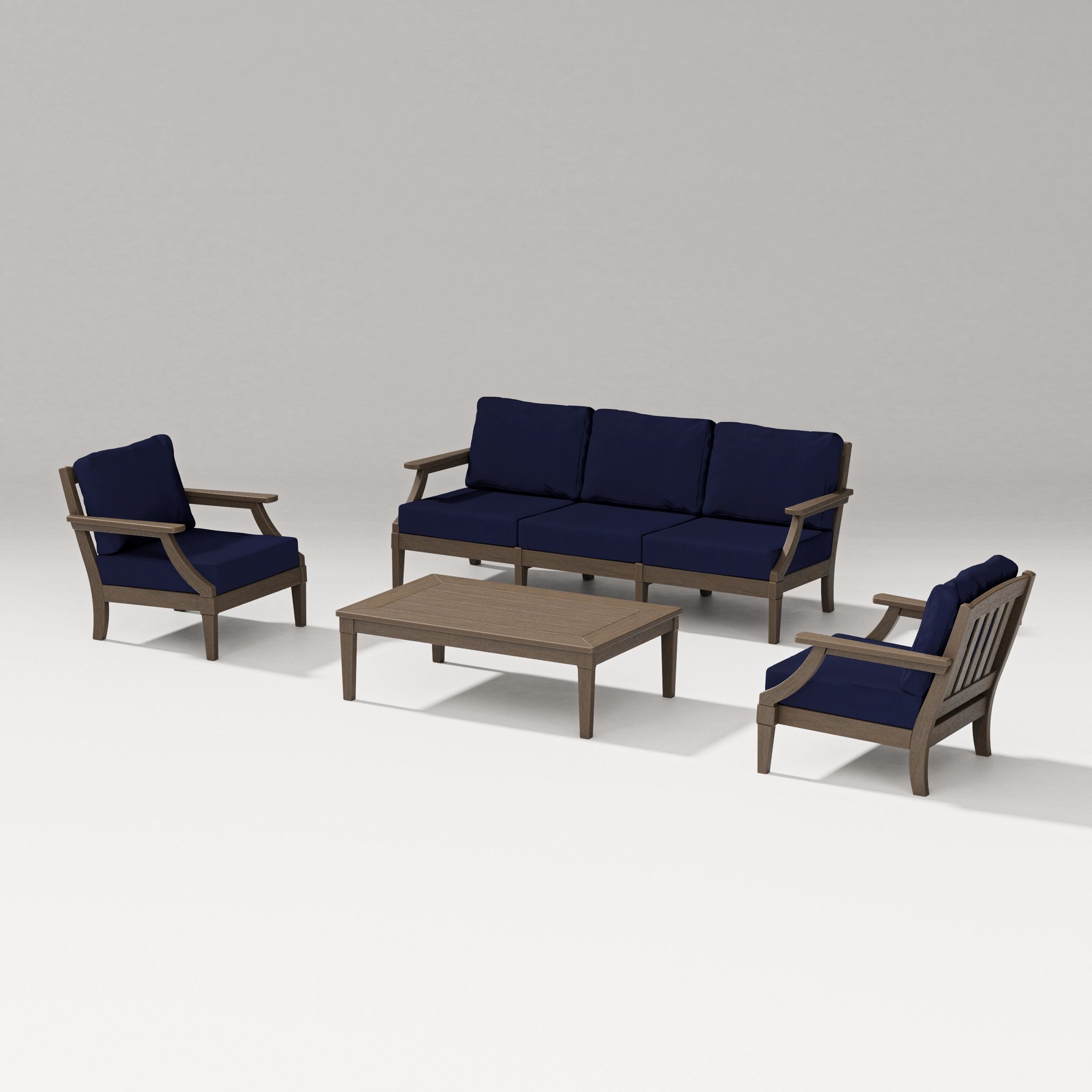PW Designer Series Estate 4-Piece Lounge Sofa Set in Kona / Navy