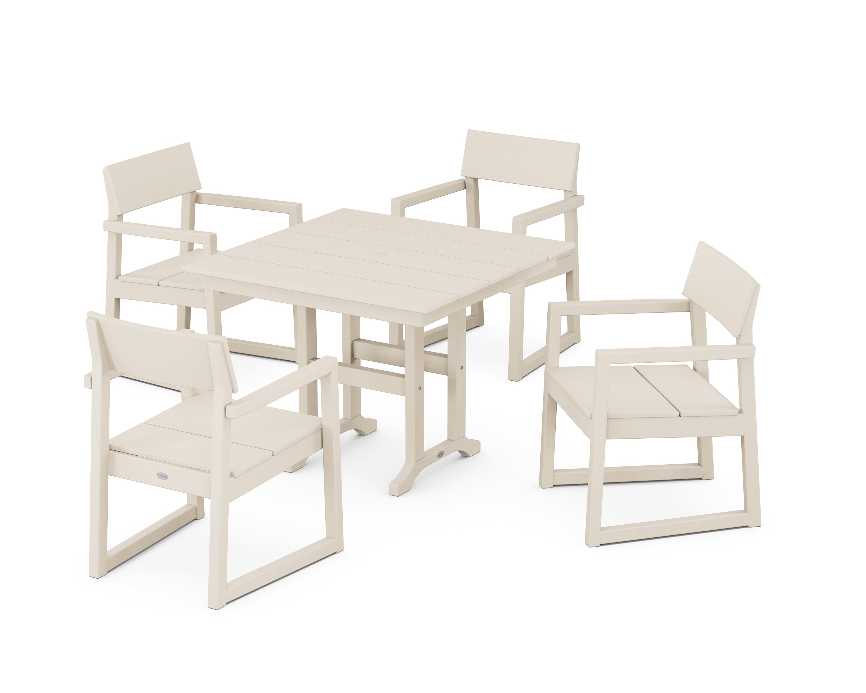 POLYWOOD® EDGE 5-Piece Farmhouse Dining Set in Sand