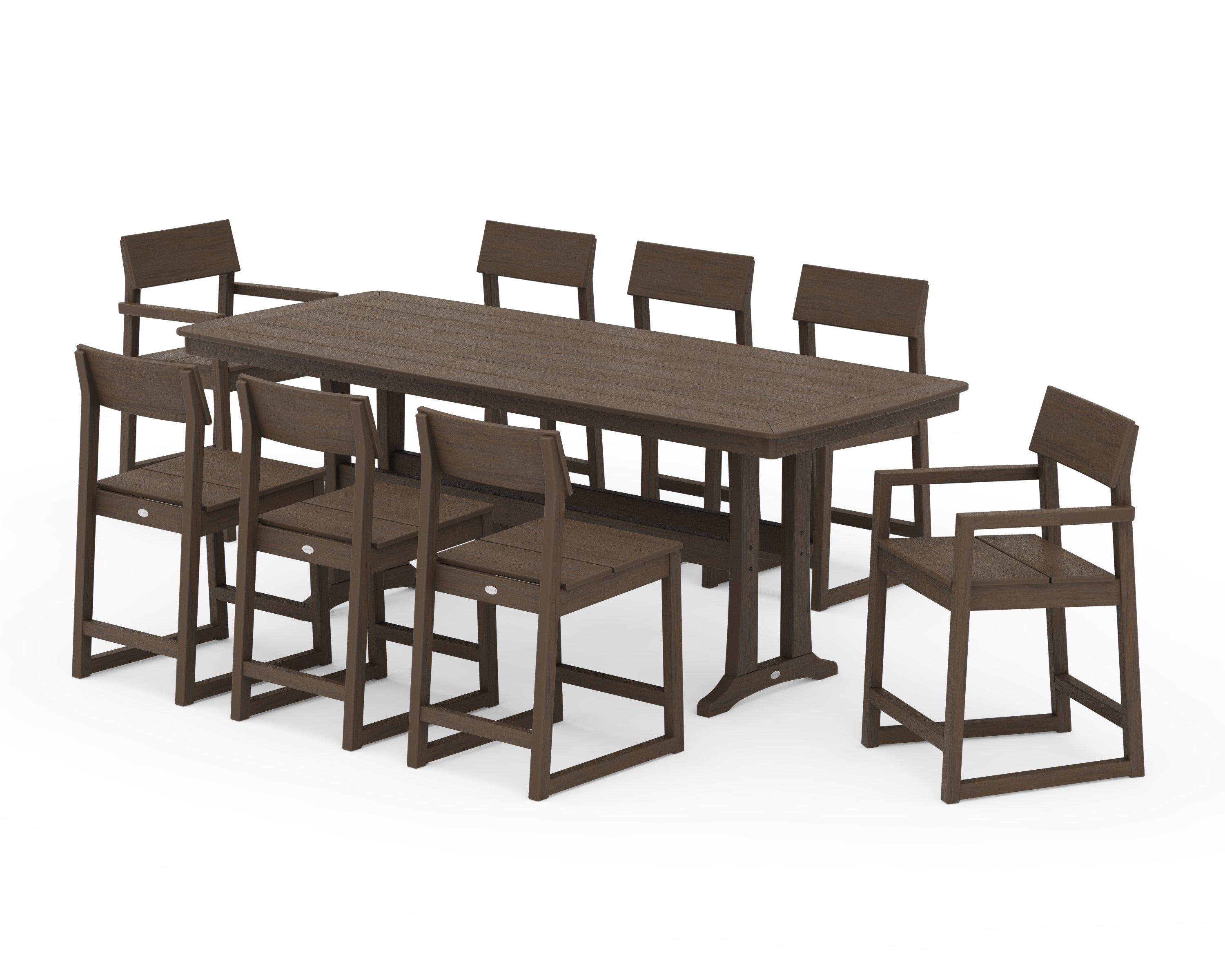 POLYWOOD EDGE 9-Piece Counter Set with Trestle Legs in Kona