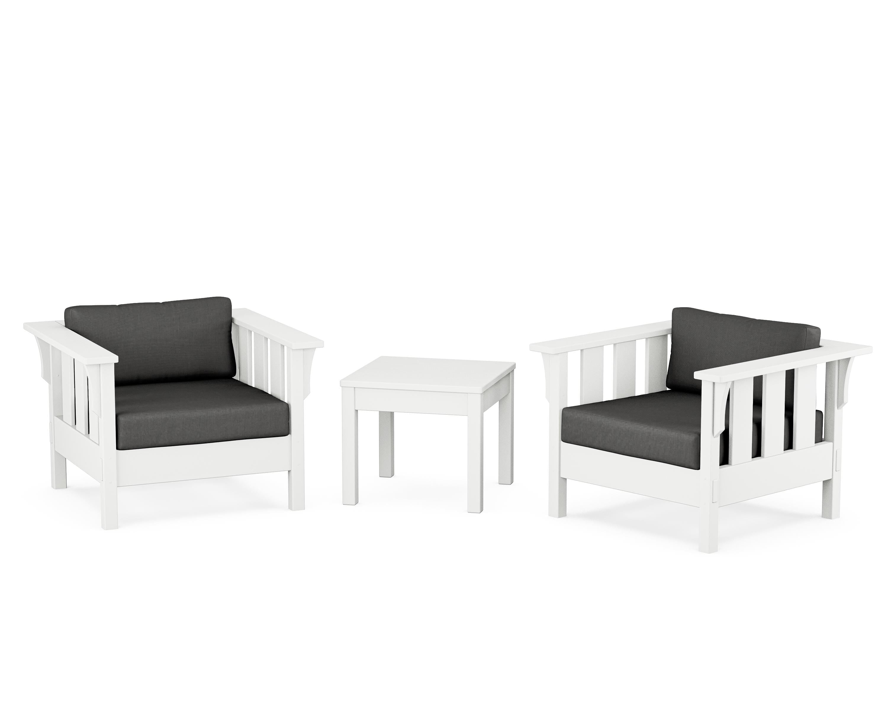 Martha Stewart by POLYWOOD Acadia 3-Piece Deep Seating Set in White / Spectrum Carbon
