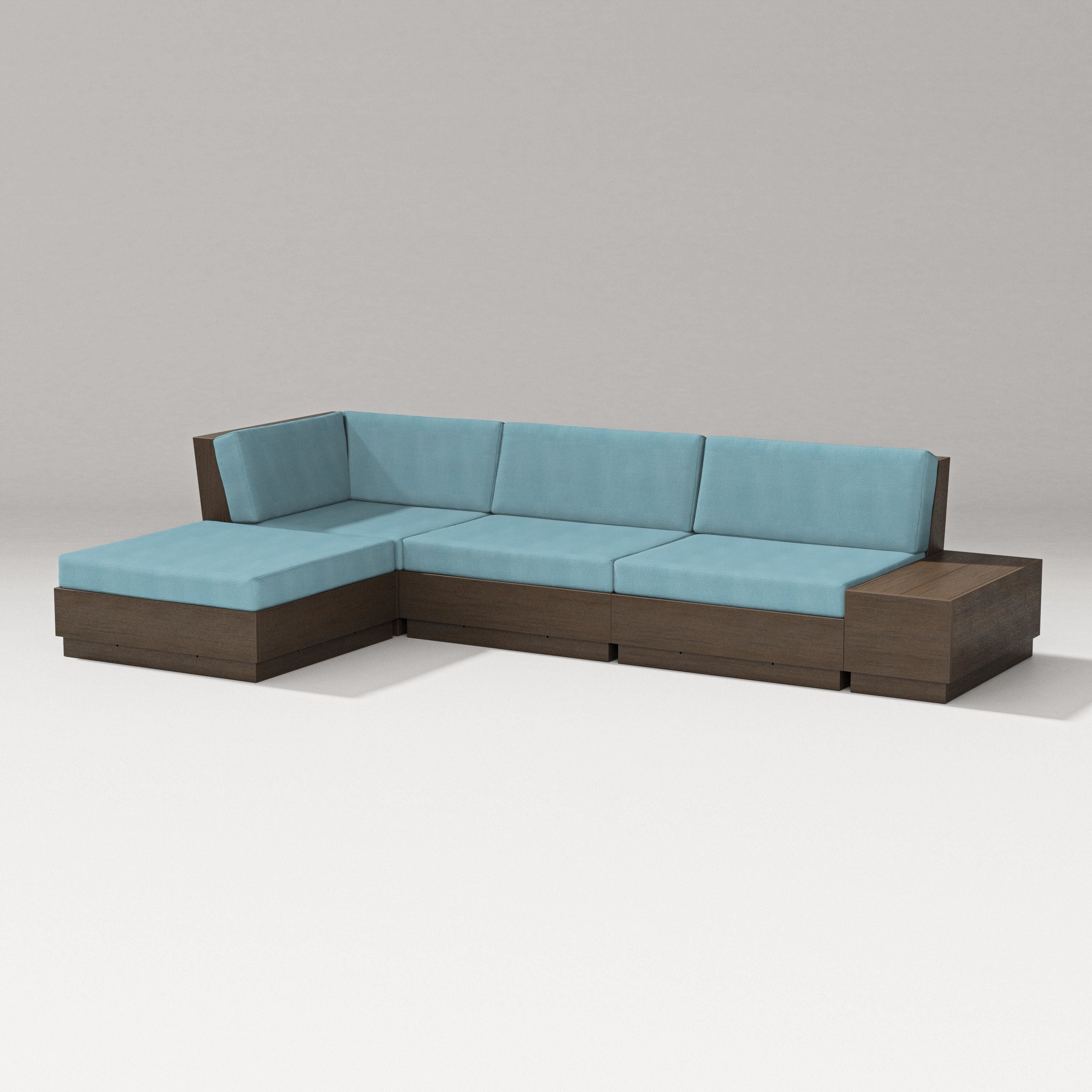 PW Designer Series Elevate Chaise Sectional in Kona / Lattice Sky Blue