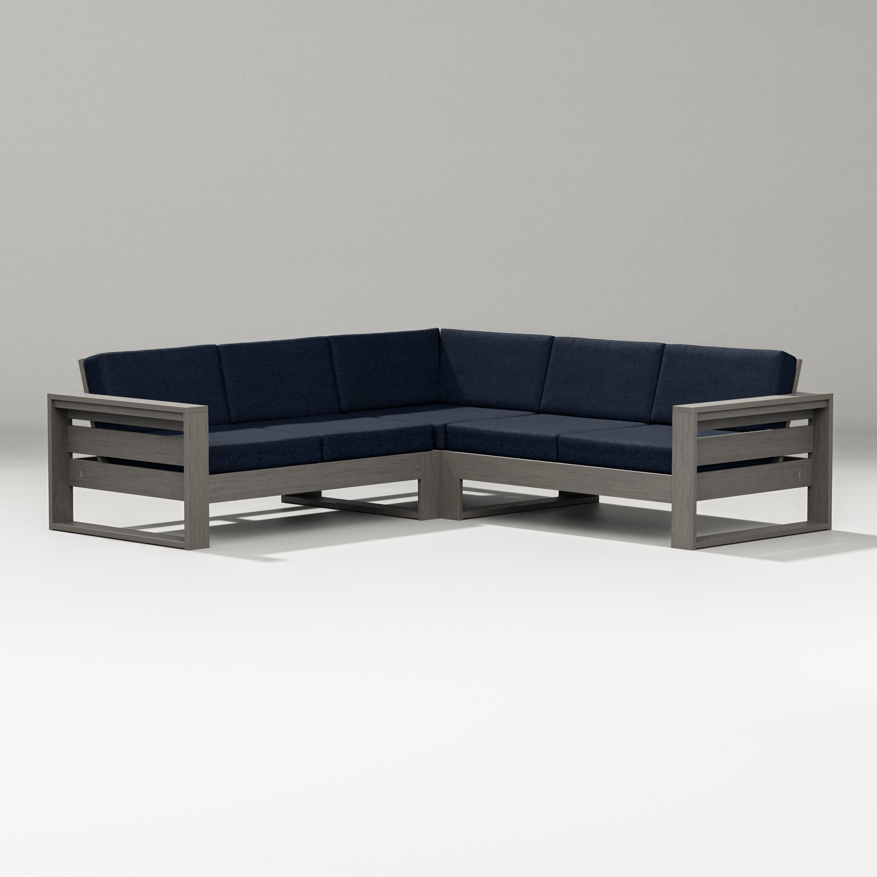 PW Designer Series Latitude Corner Sectional in Driftwood / Marine Indigo