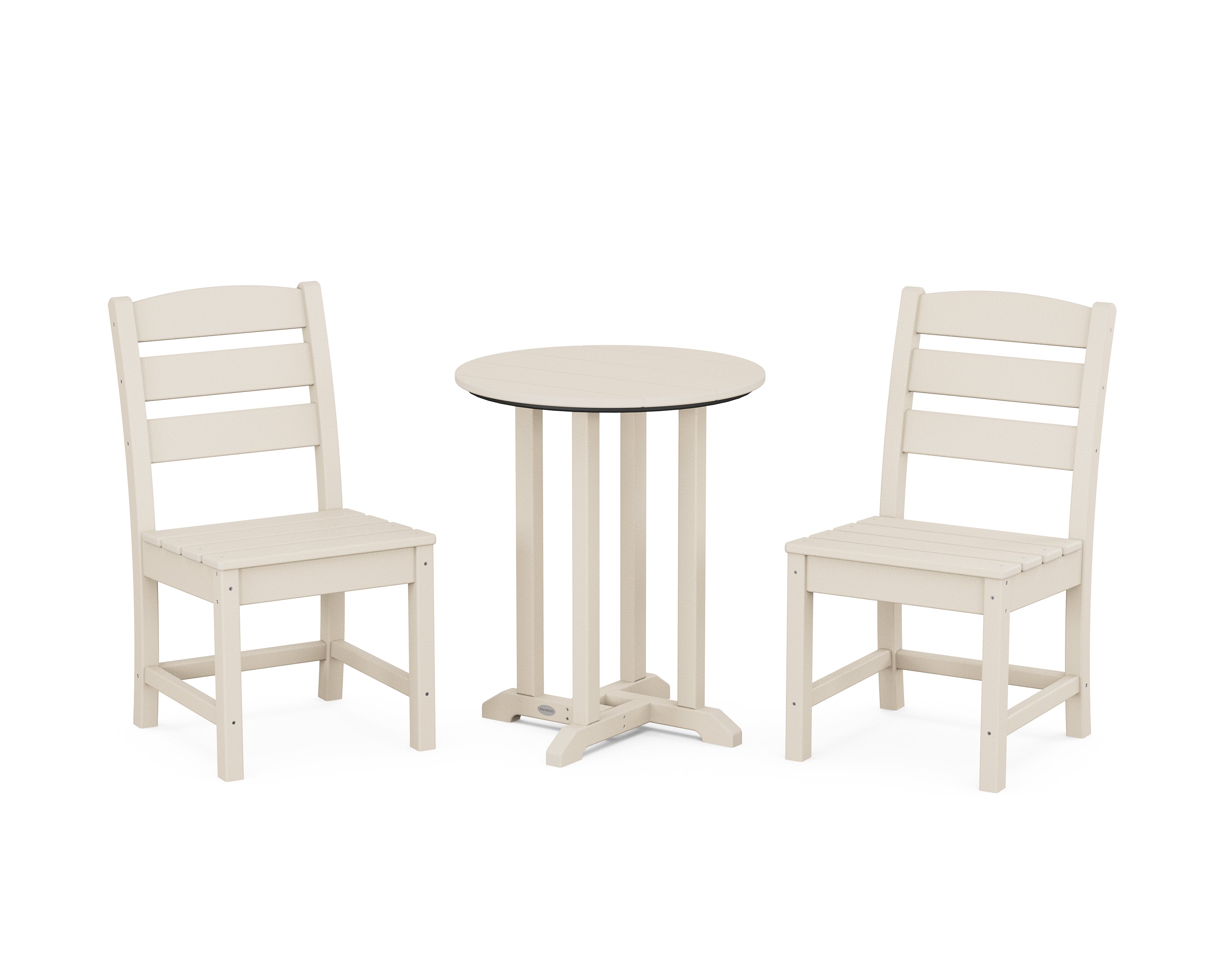 POLYWOOD Lakeside Side Chair 3-Piece Round Bistro Dining Set in Sand