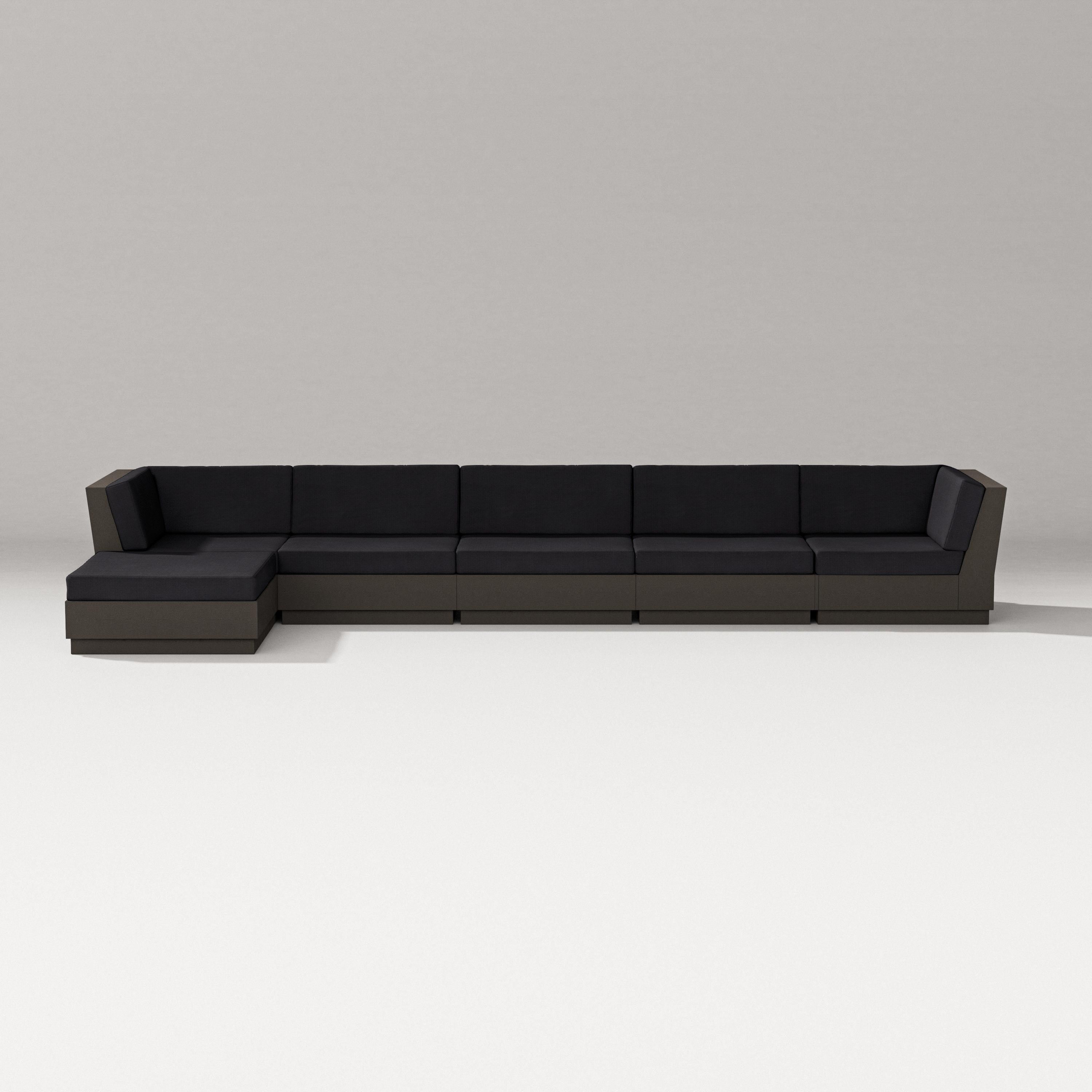 PW Designer Series Elevate 6-Piece Chaise Sectional in Vintage Coffee / Midnight Linen