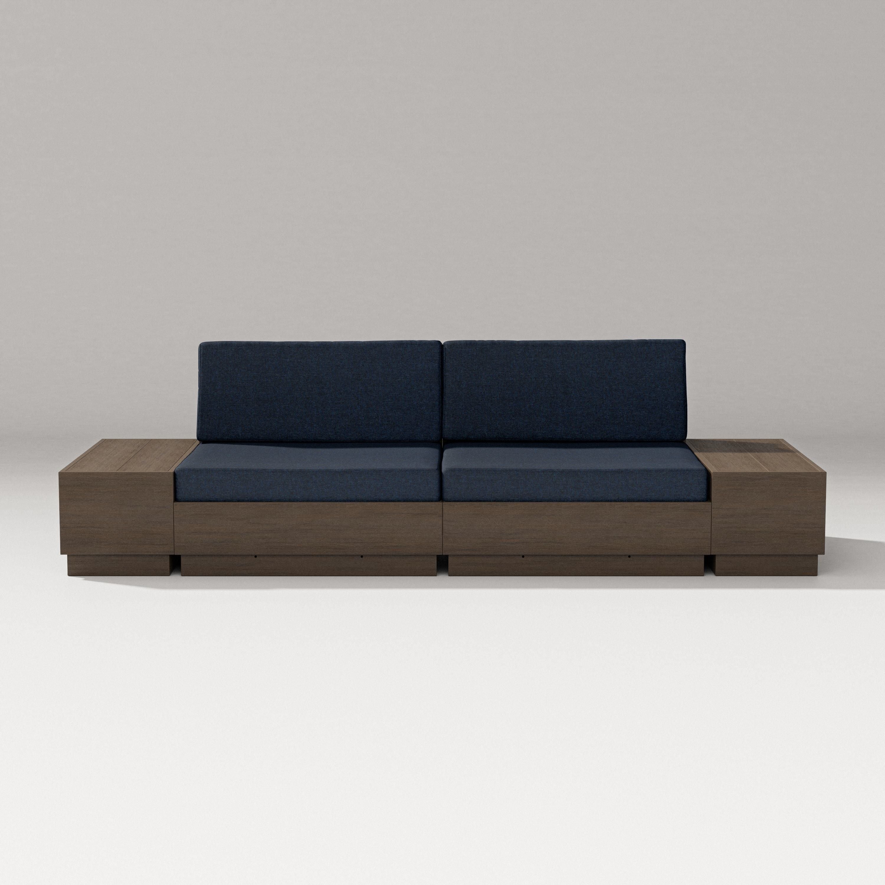 PW Designer Series Elevate 4-Piece Loveseat Sectional in Kona / Marine Indigo