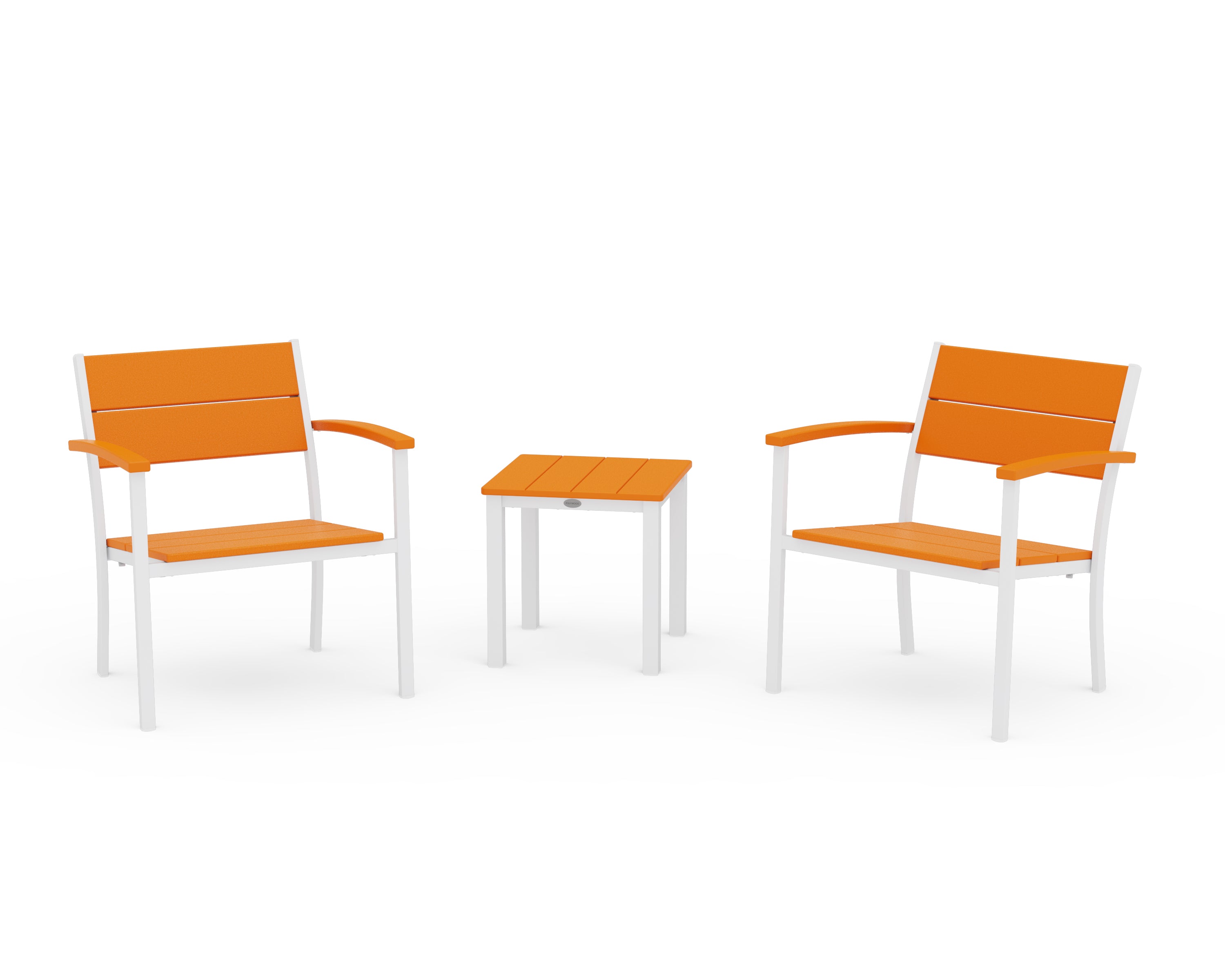 POLYWOOD Main Street 3-Piece Lounge Chair Set in White / Tangerine