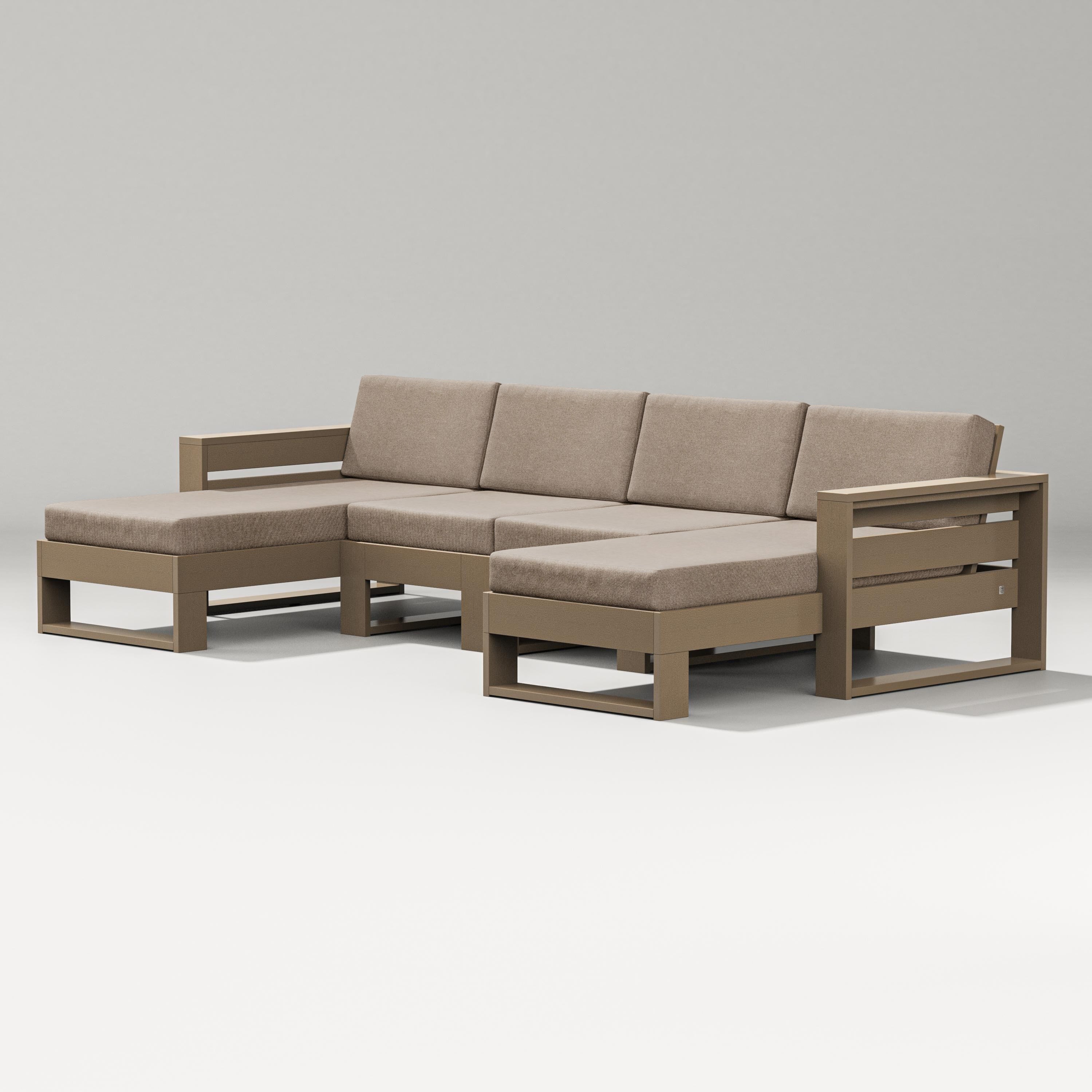 PW Designer Series Latitude Double Chaise Sectional in Vintage Sahara / Spiced Burlap