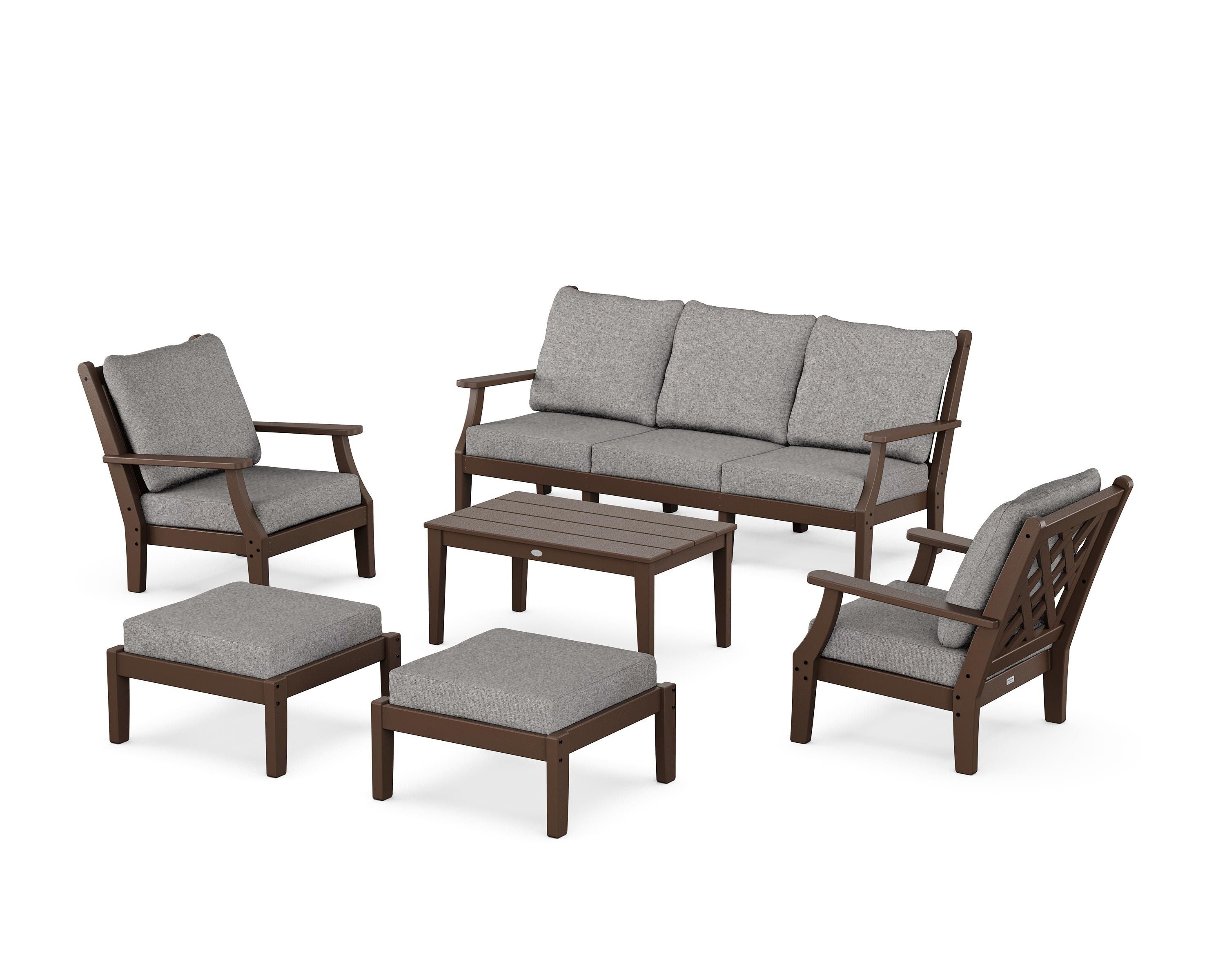 Country Living Wovendale 6-Piece Lounge Sofa Set in Mahogany / Grey Mist