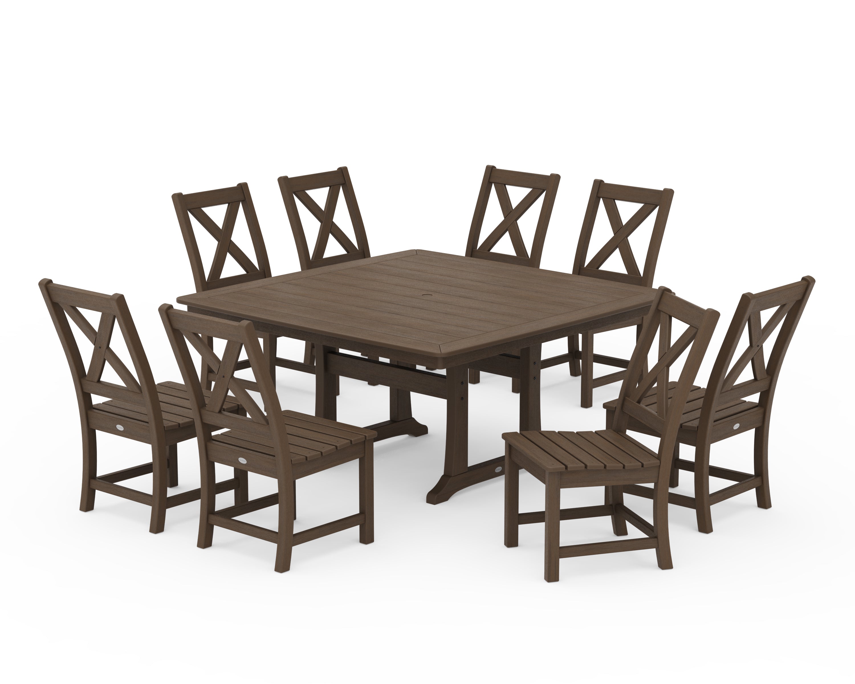 POLYWOOD Braxton 9-Piece Nautical Trestle Dining Set in Kona