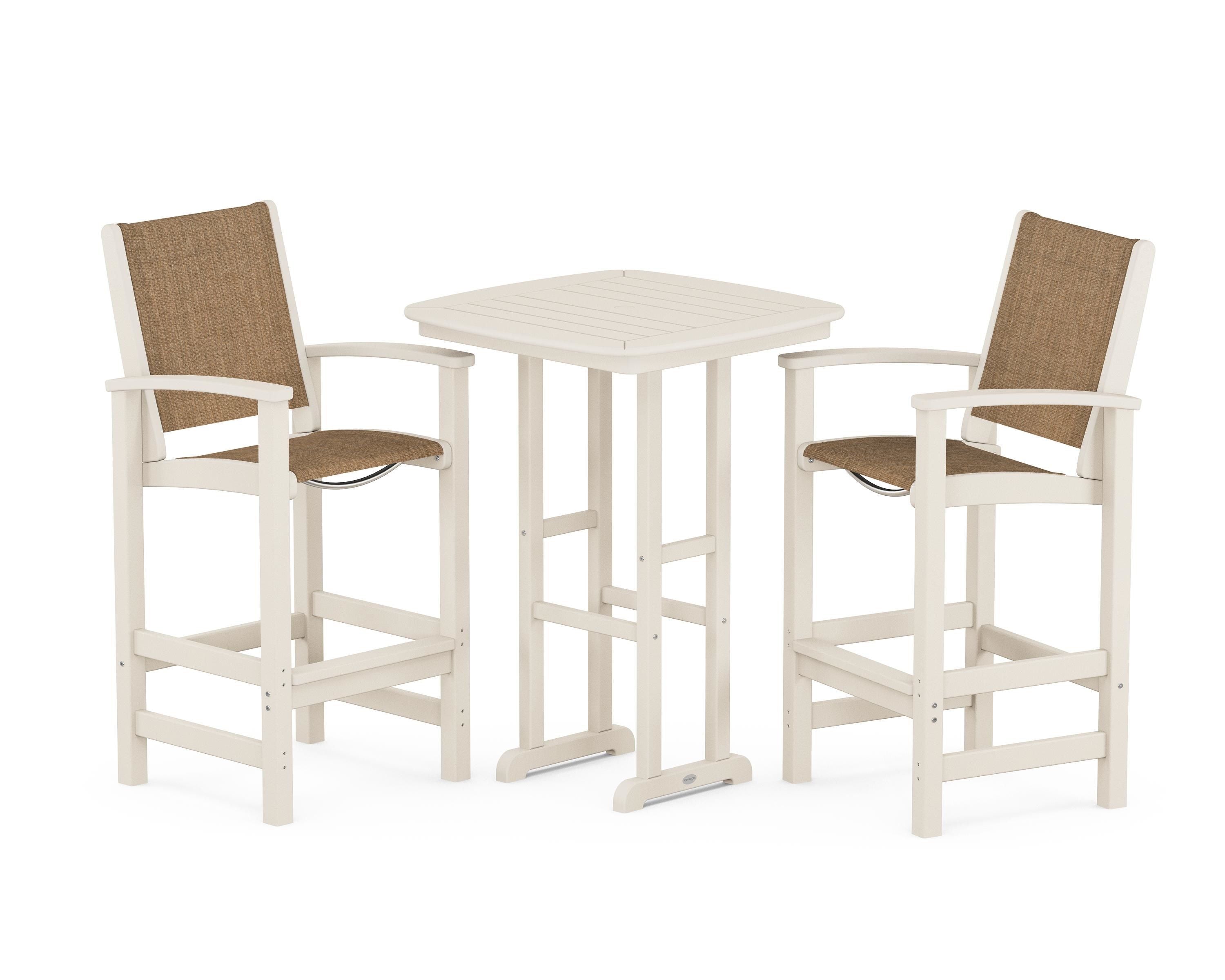 POLYWOOD Coastal 3-Piece Bar Set in Sand / Burlap Sling