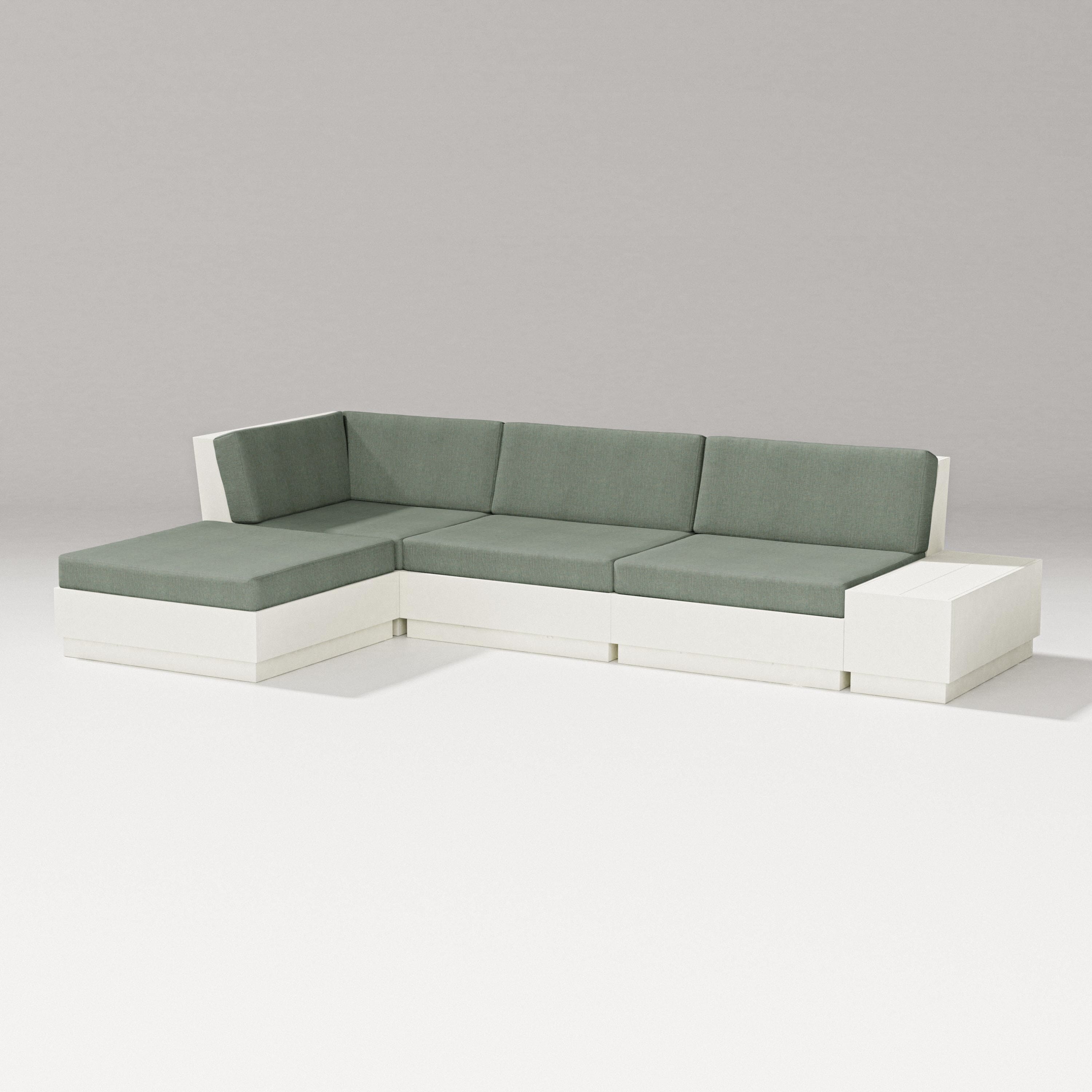 PW Designer Series Elevate Chaise Sectional in Vintage White / Cast Sage