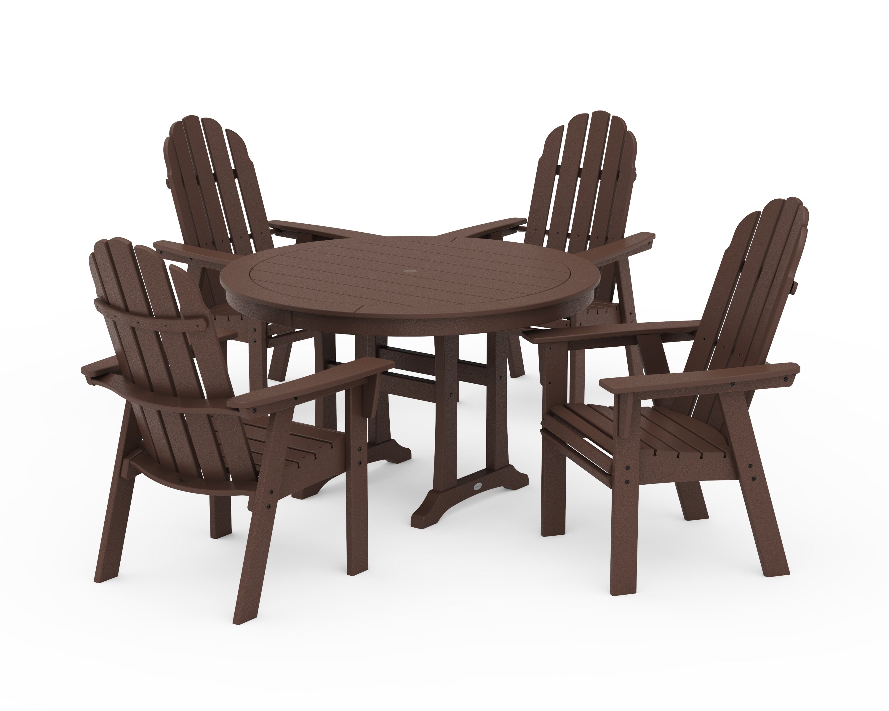 POLYWOOD Vineyard Curveback Adirondack 5-Piece Nautical Trestle Dining Set in Mahogany