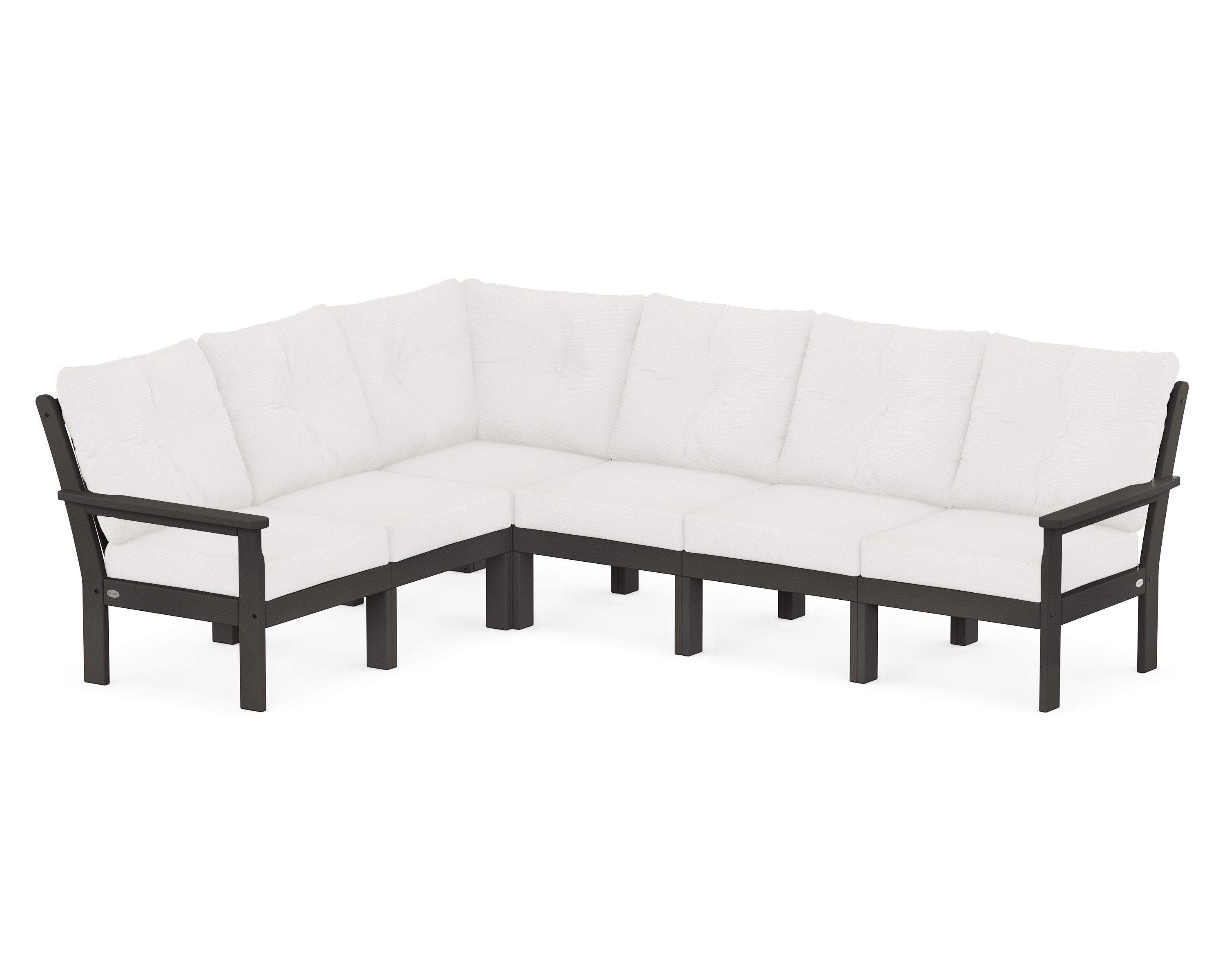 POLYWOOD Vineyard 6-Piece Sectional in Vintage Coffee / Natural Linen