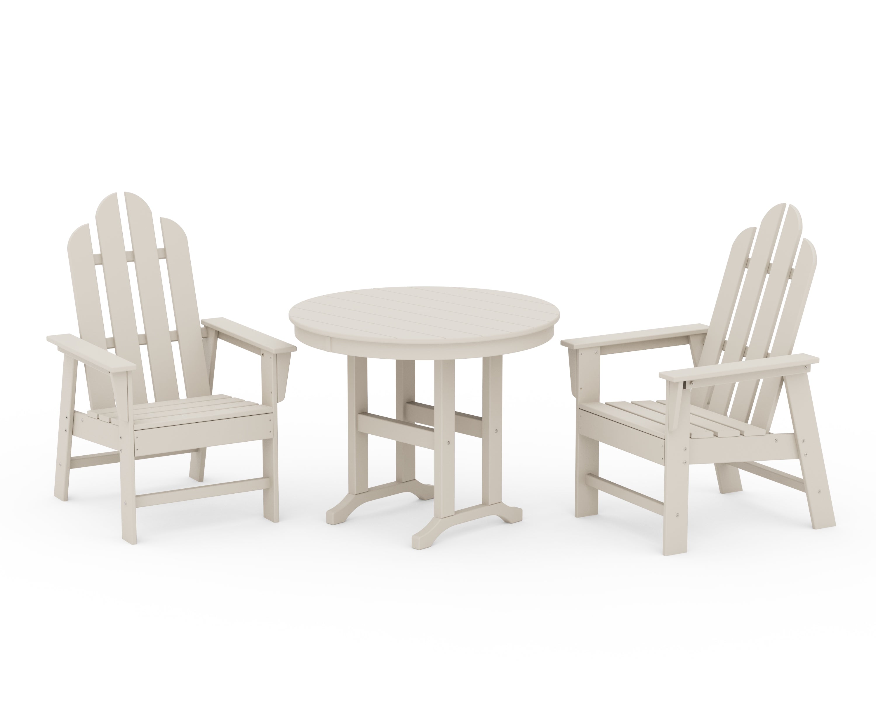 POLYWOOD Long Island 3-Piece Round Dining Set in Sand