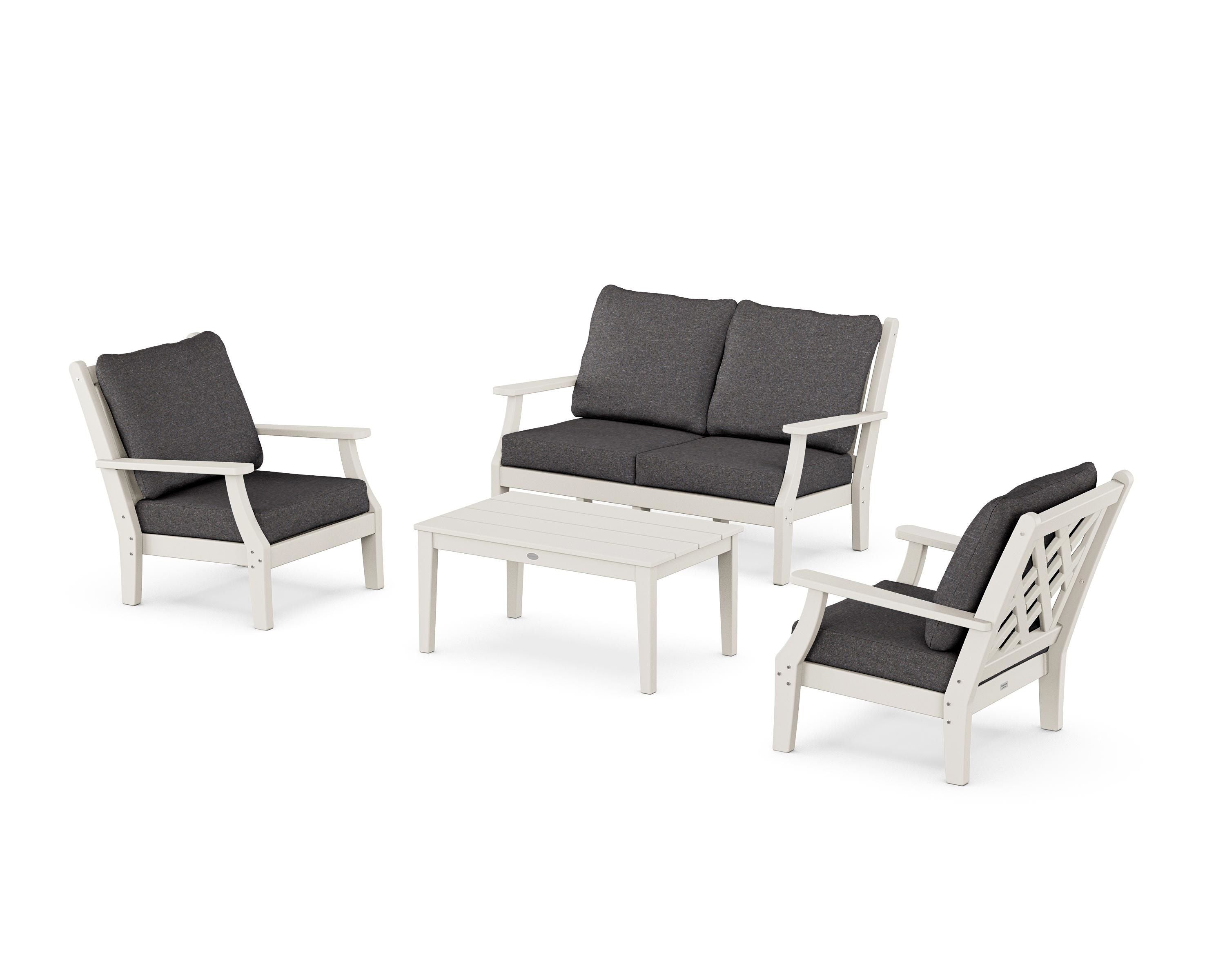 Country Living Wovendale 4-Piece Deep Seating Set with Loveseat in Sand / Ash Charcoal