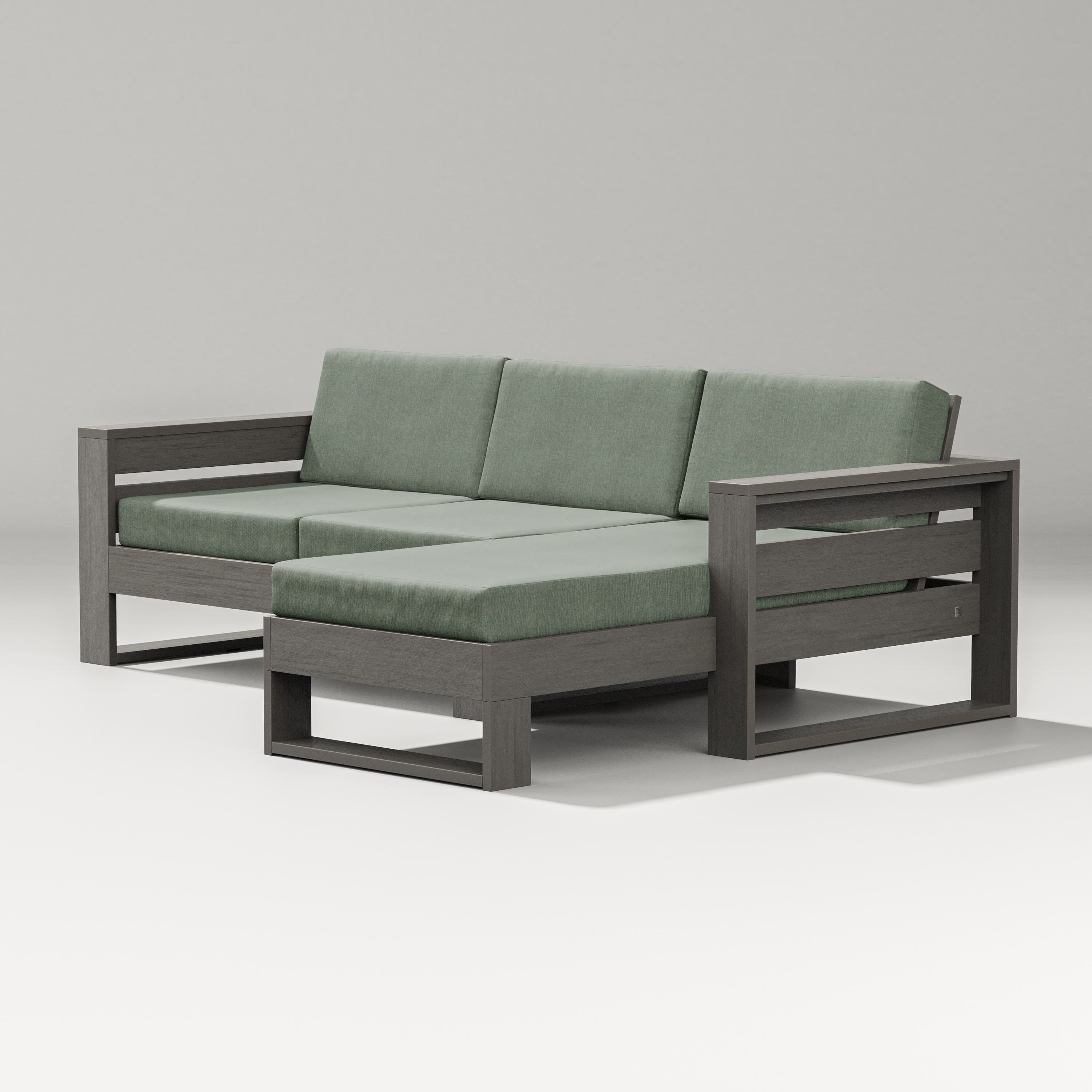 PW Designer Series Latitude Right Chaise Sectional in Driftwood / Cast Sage