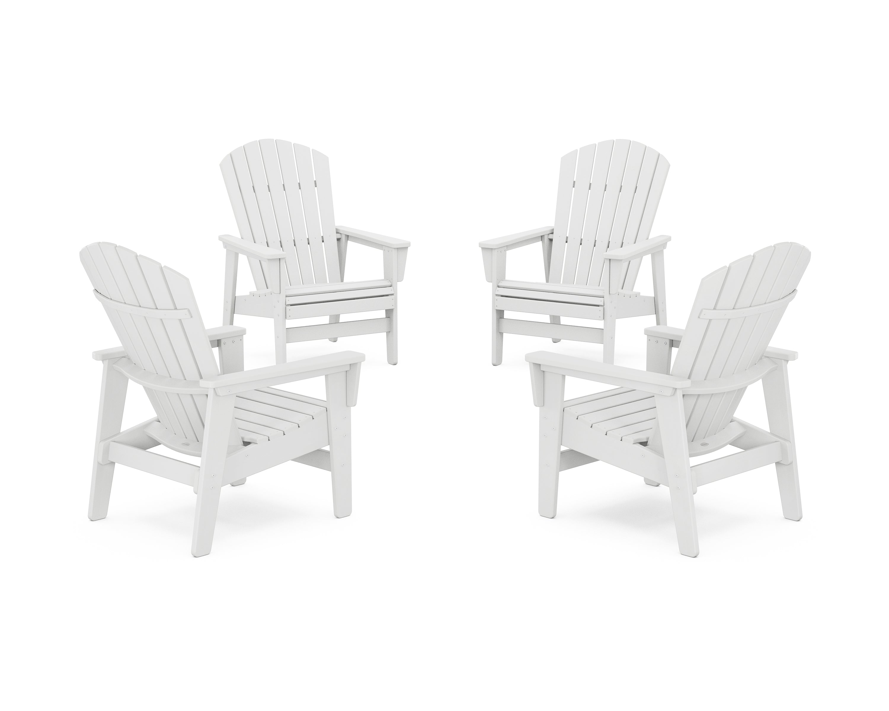POLYWOOD® 4-Piece Nautical Grand Upright Adirondack Chair Conversation Set in White