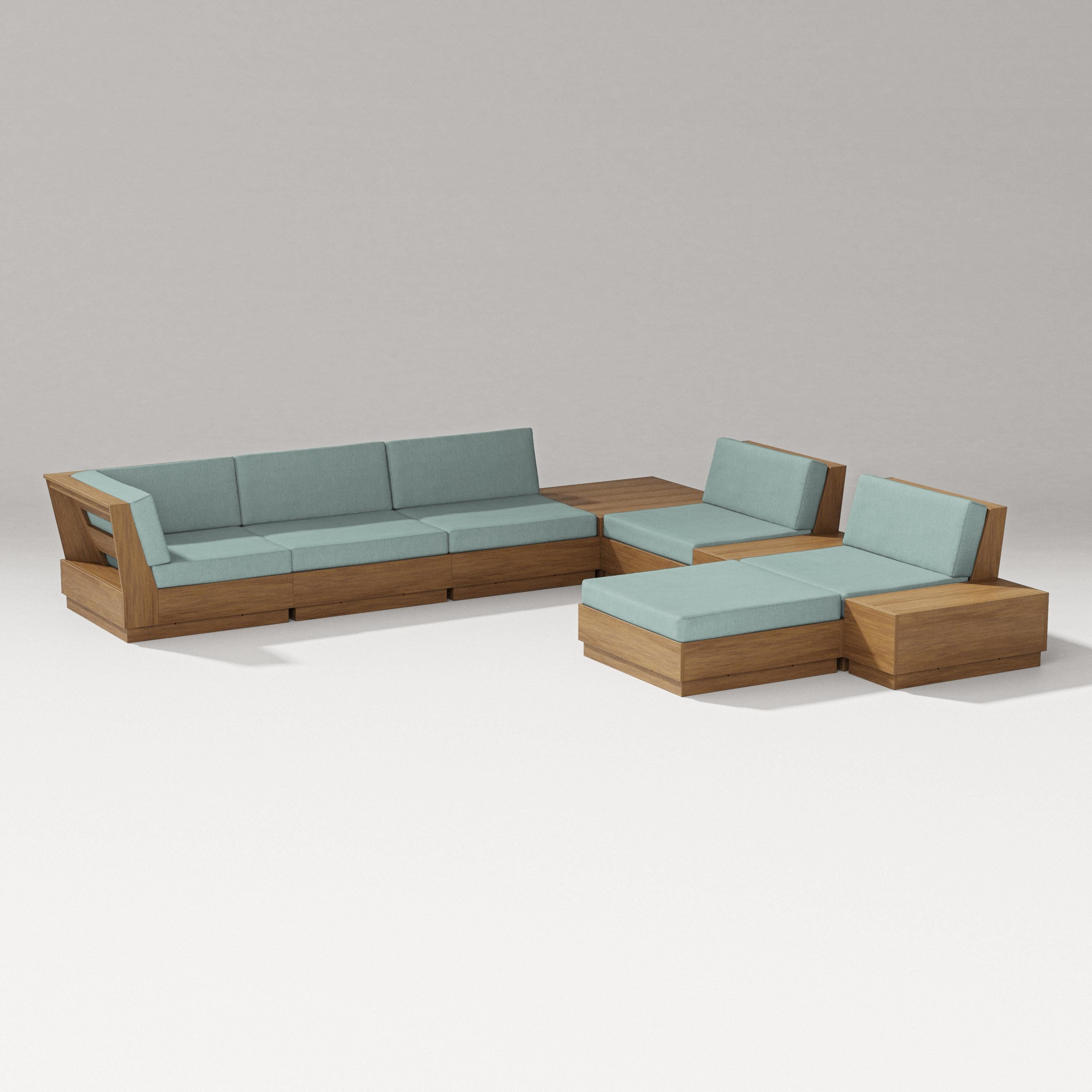 PW Designer Series Elevate 9-Piece Conversation Sectional in Natural / Glacier Spa