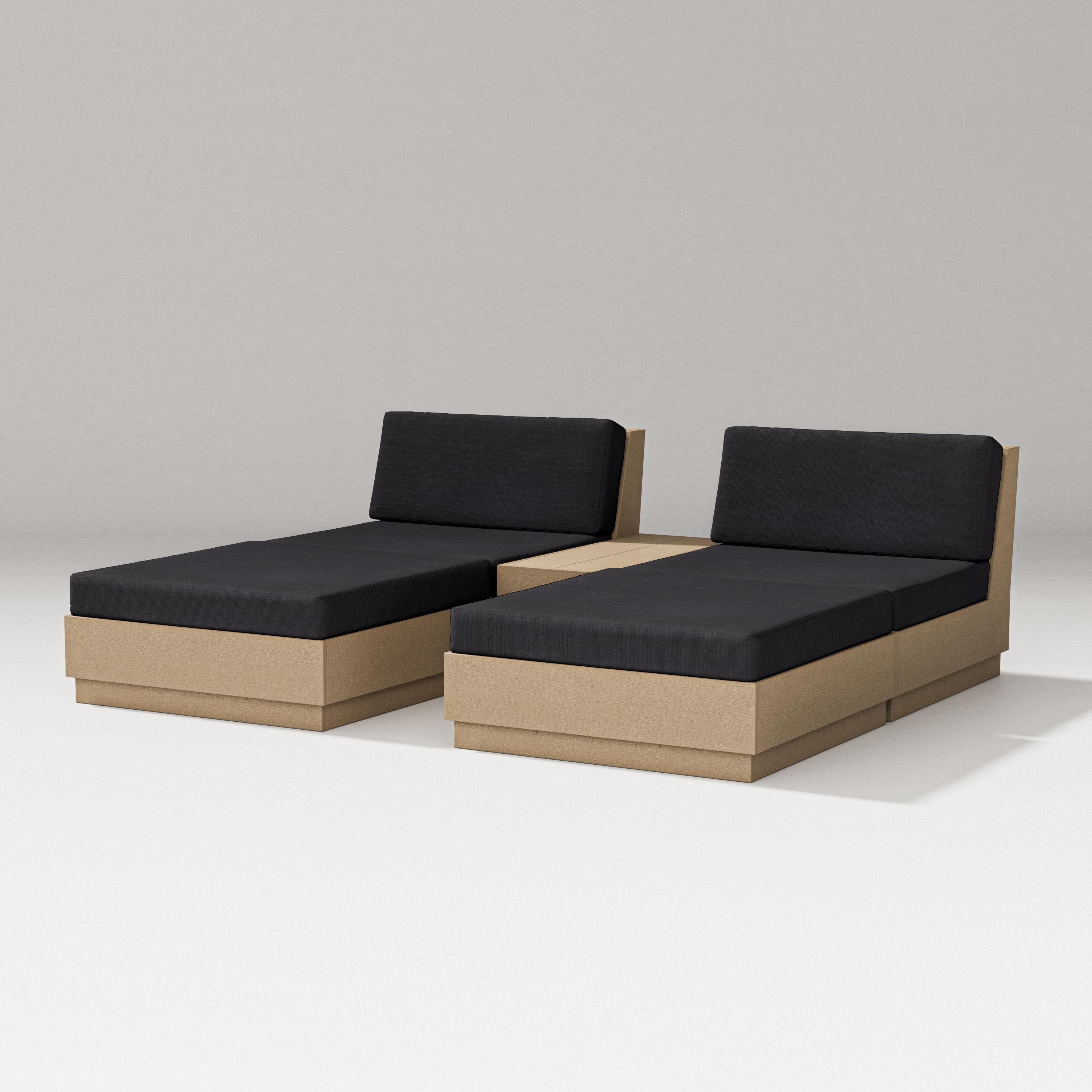 PW Designer Series Elevate Double Chaise Set in Vintage Sahara / Midnight Linen