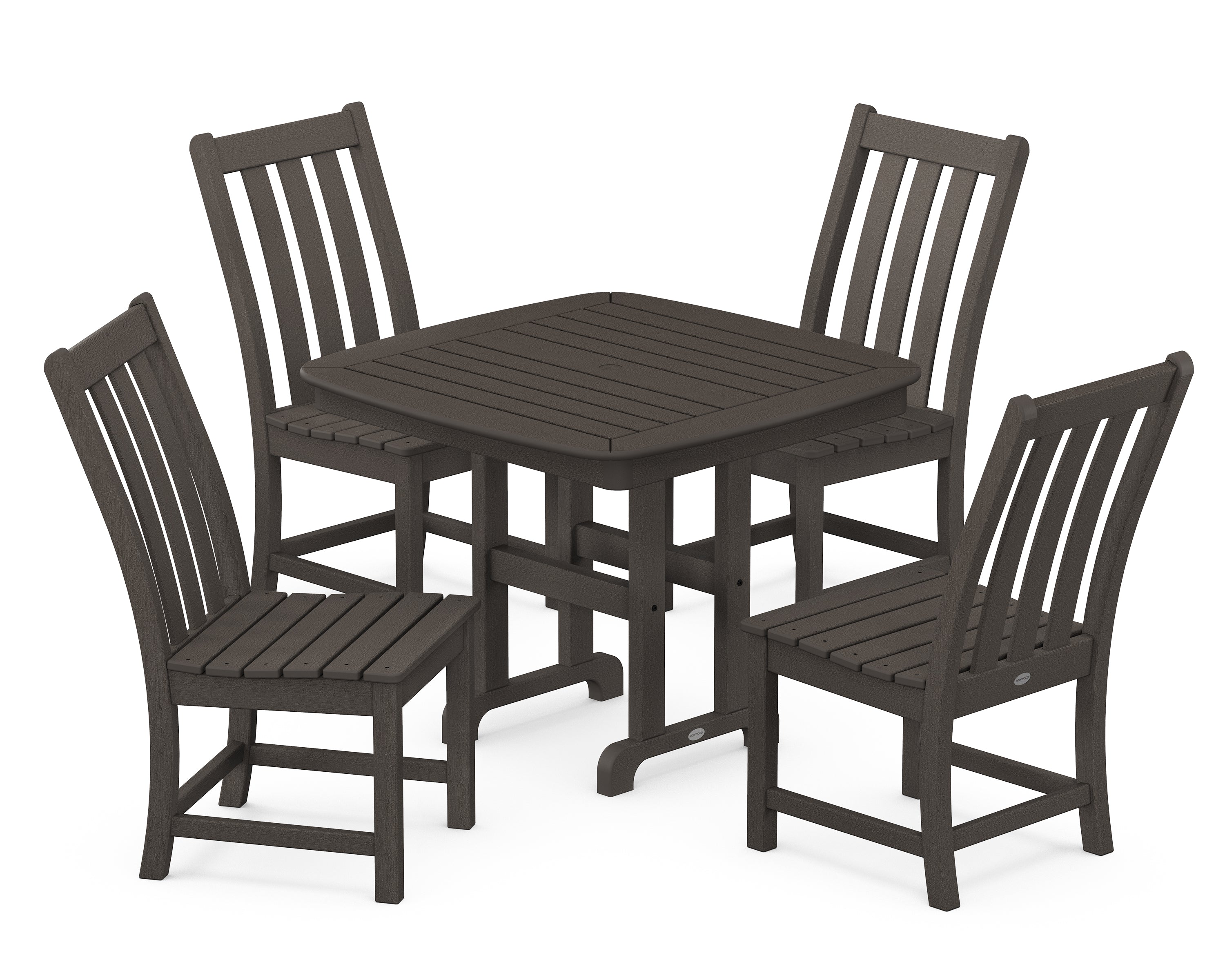POLYWOOD® Vineyard 5-Piece Side Chair Dining Set in Vintage Coffee