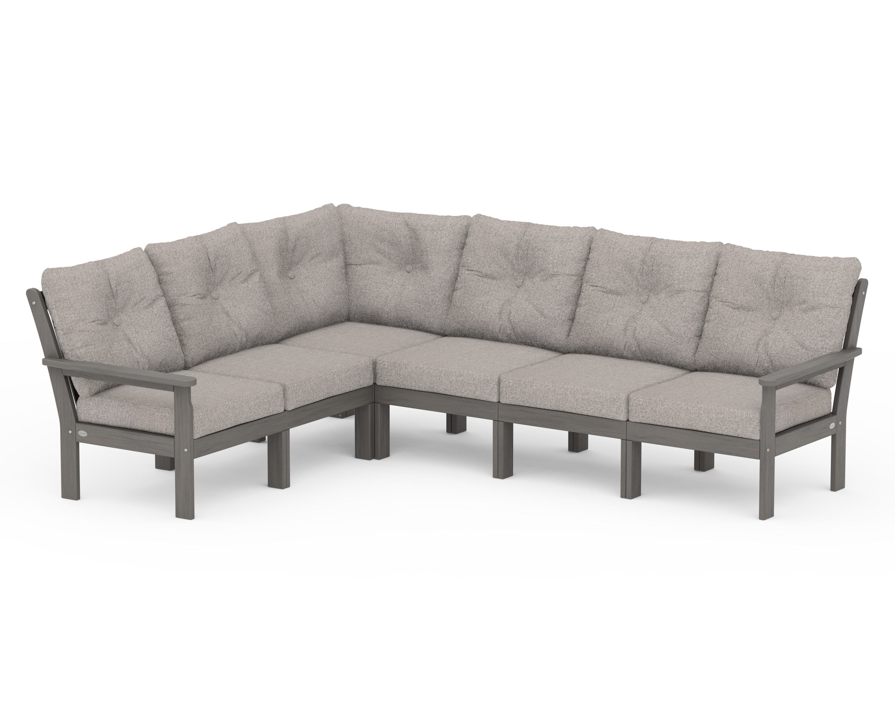 POLYWOOD Vineyard 6-Piece Sectional in Driftwood / Weathered Tweed