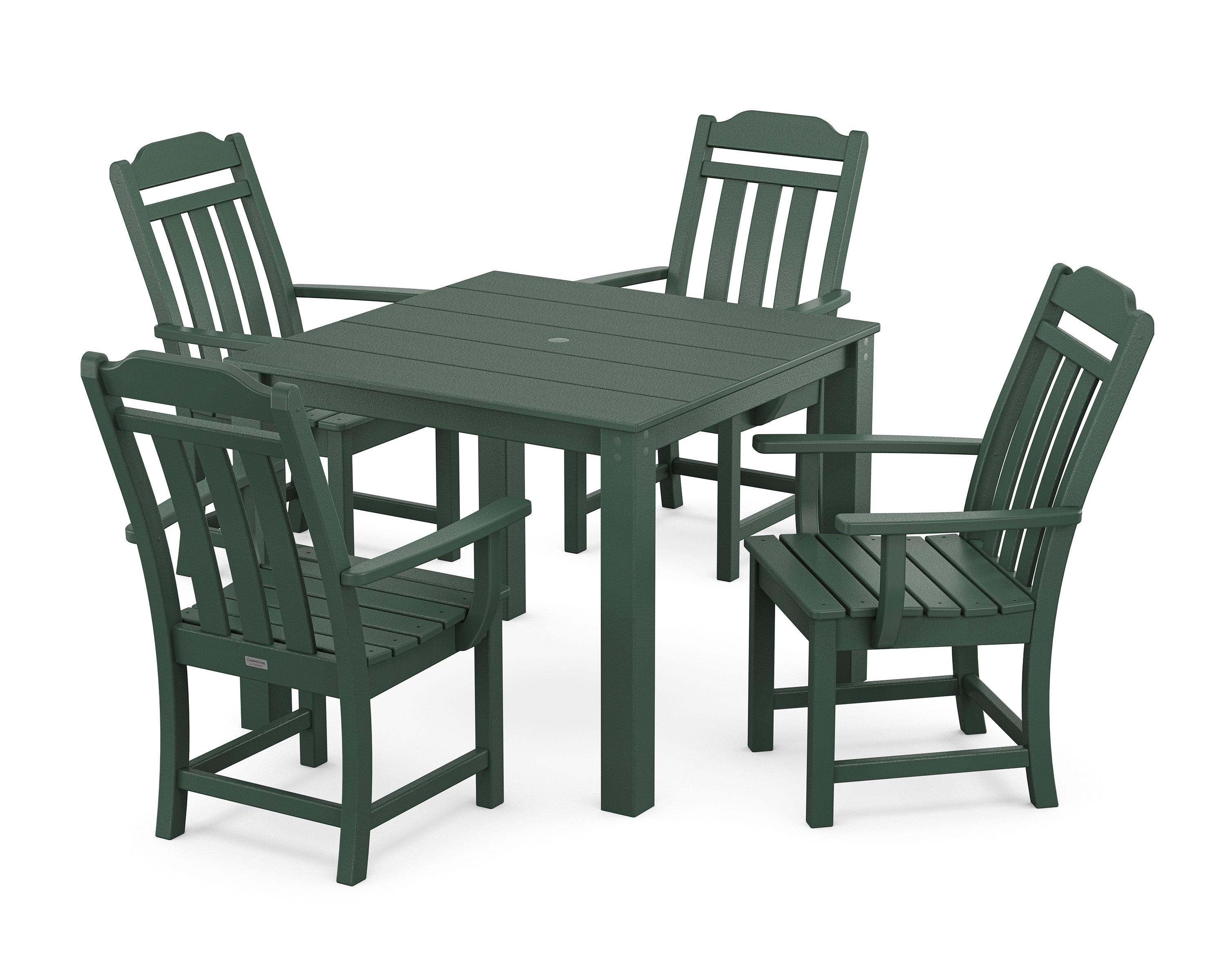 Polywood Country Living 5-Piece Parsons Dining Set in Green