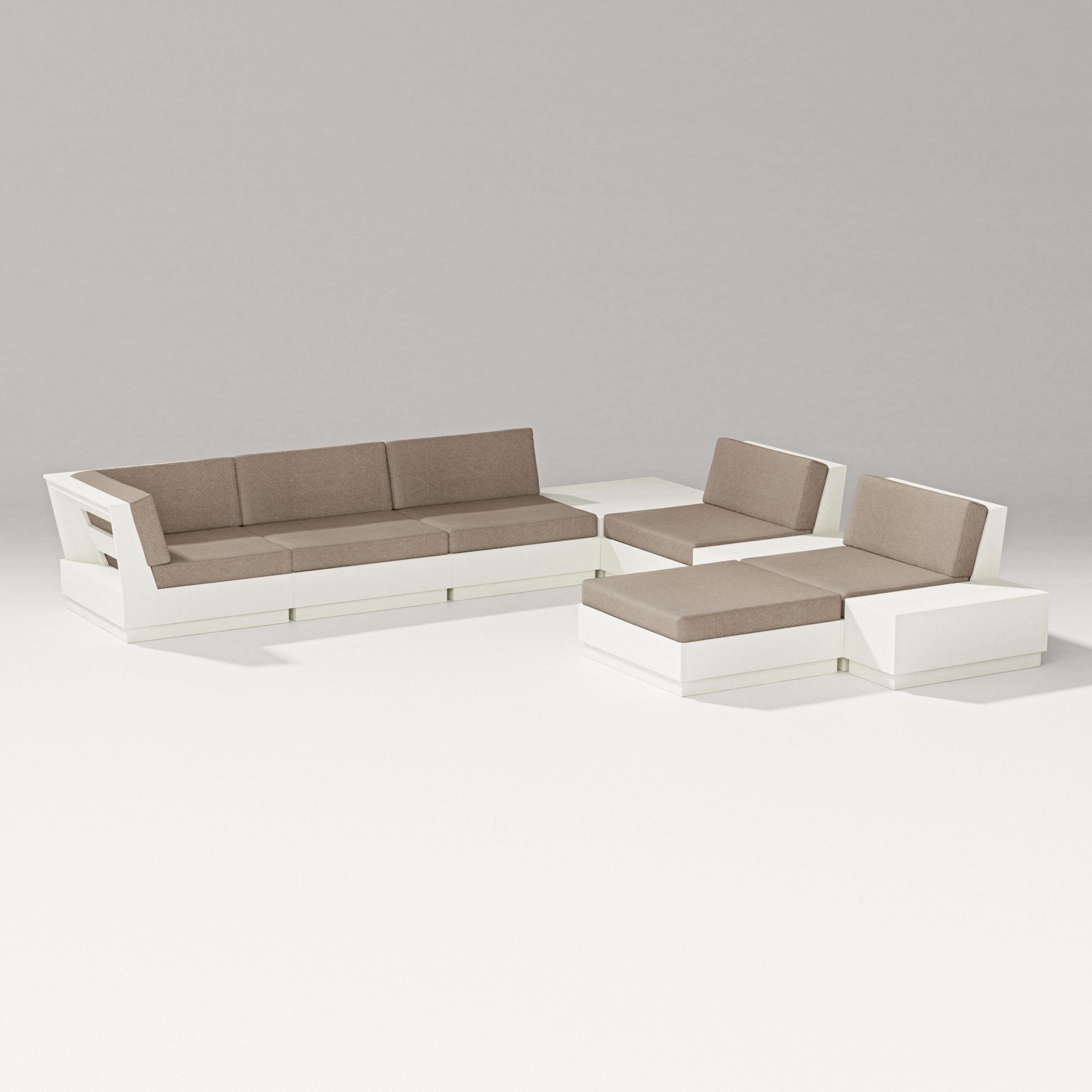 PW Designer Series Elevate 9-Piece Conversation Sectional in Vintage White / Spiced Burlap