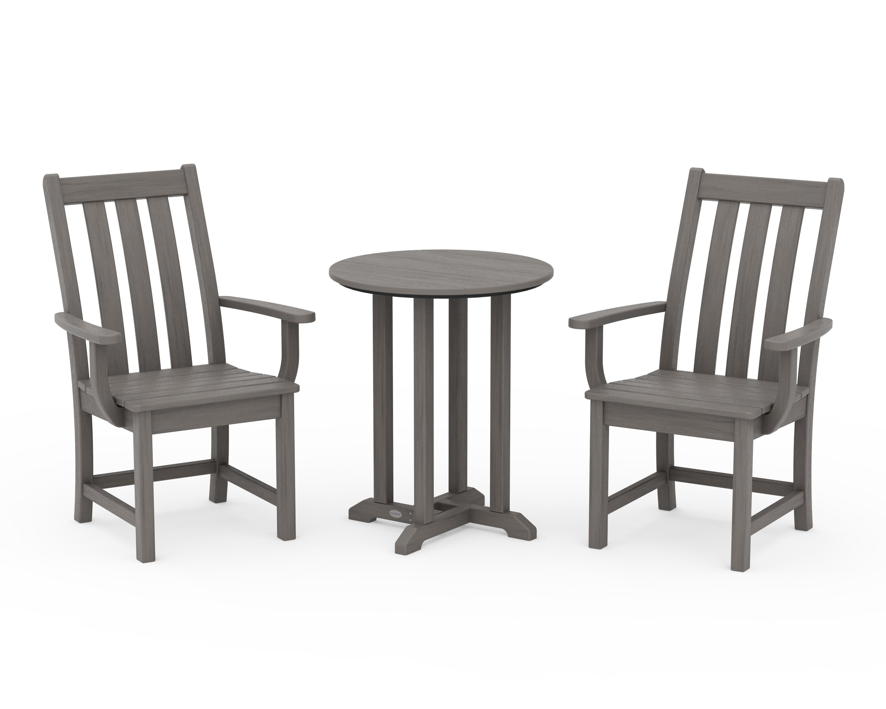 POLYWOOD Vineyard 3-Piece Round Bistro Dining Set in Driftwood