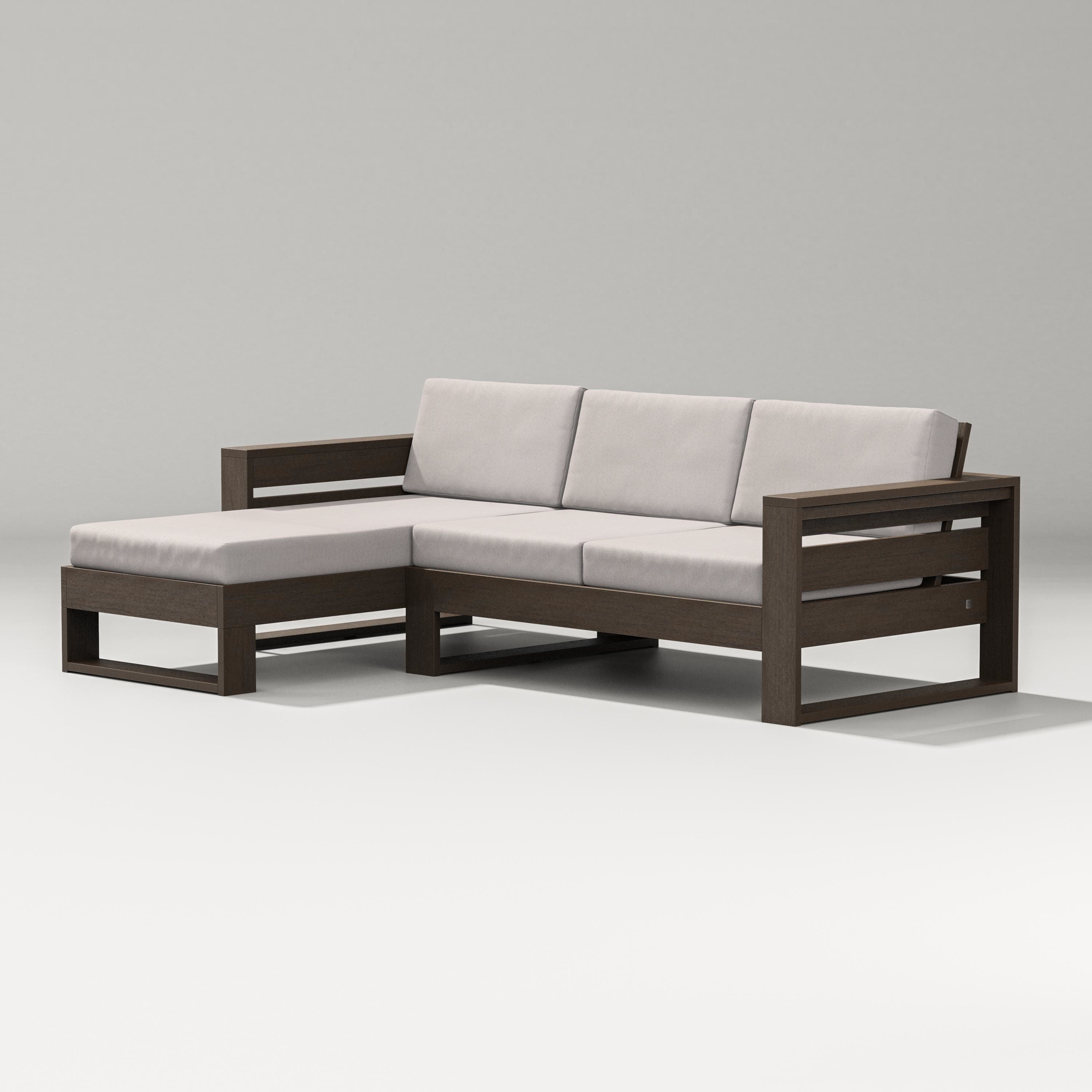 PW Designer Series Latitude Left Chaise Sectional in Kona / Dune Burlap