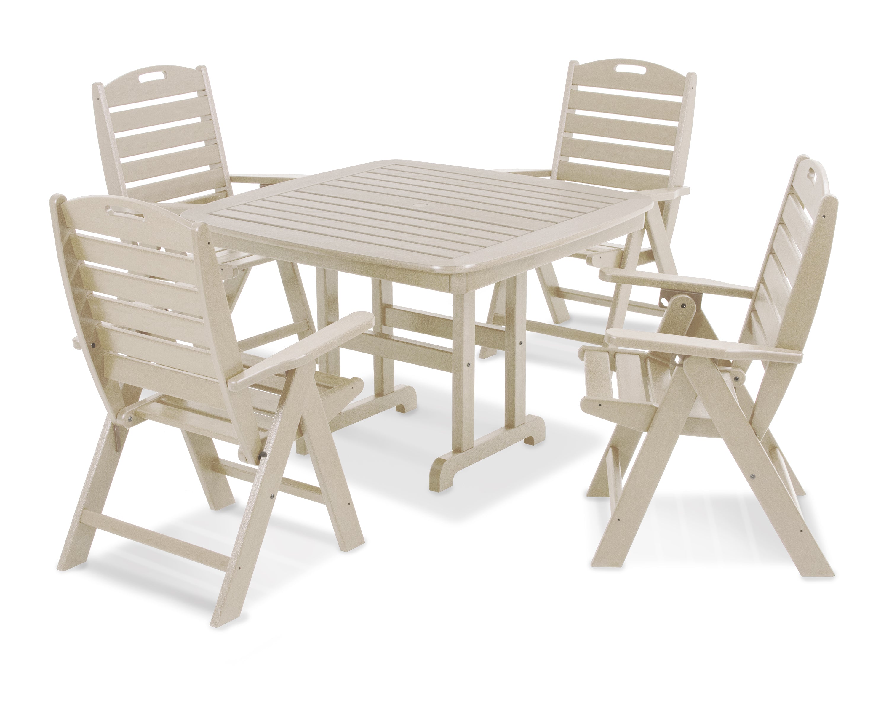 POLYWOOD® Nautical Highback Chair 5-Piece Dining Set in Sand