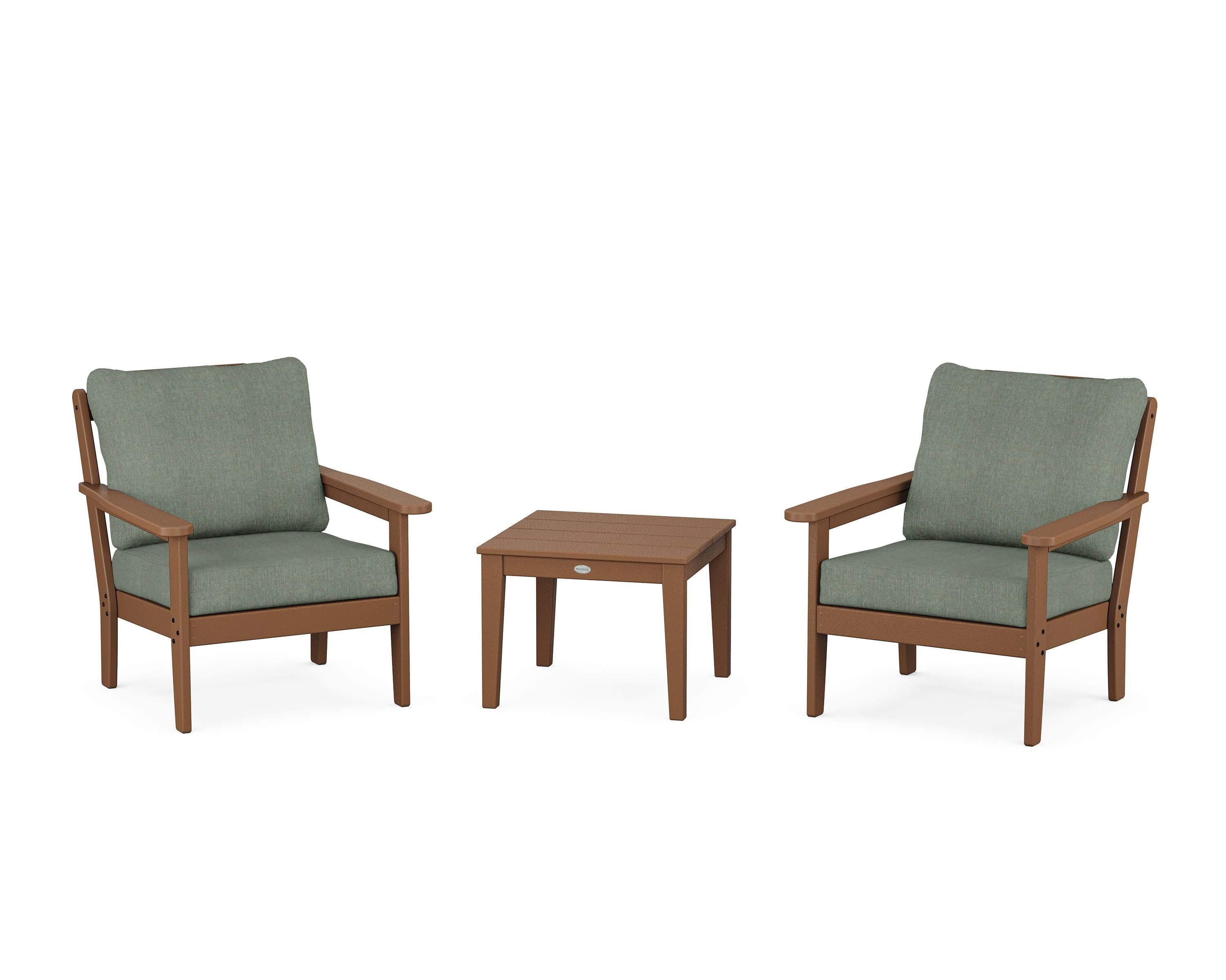 Country Living Cottage 3-Piece Deep Seating Set in Teak / Cast Sage