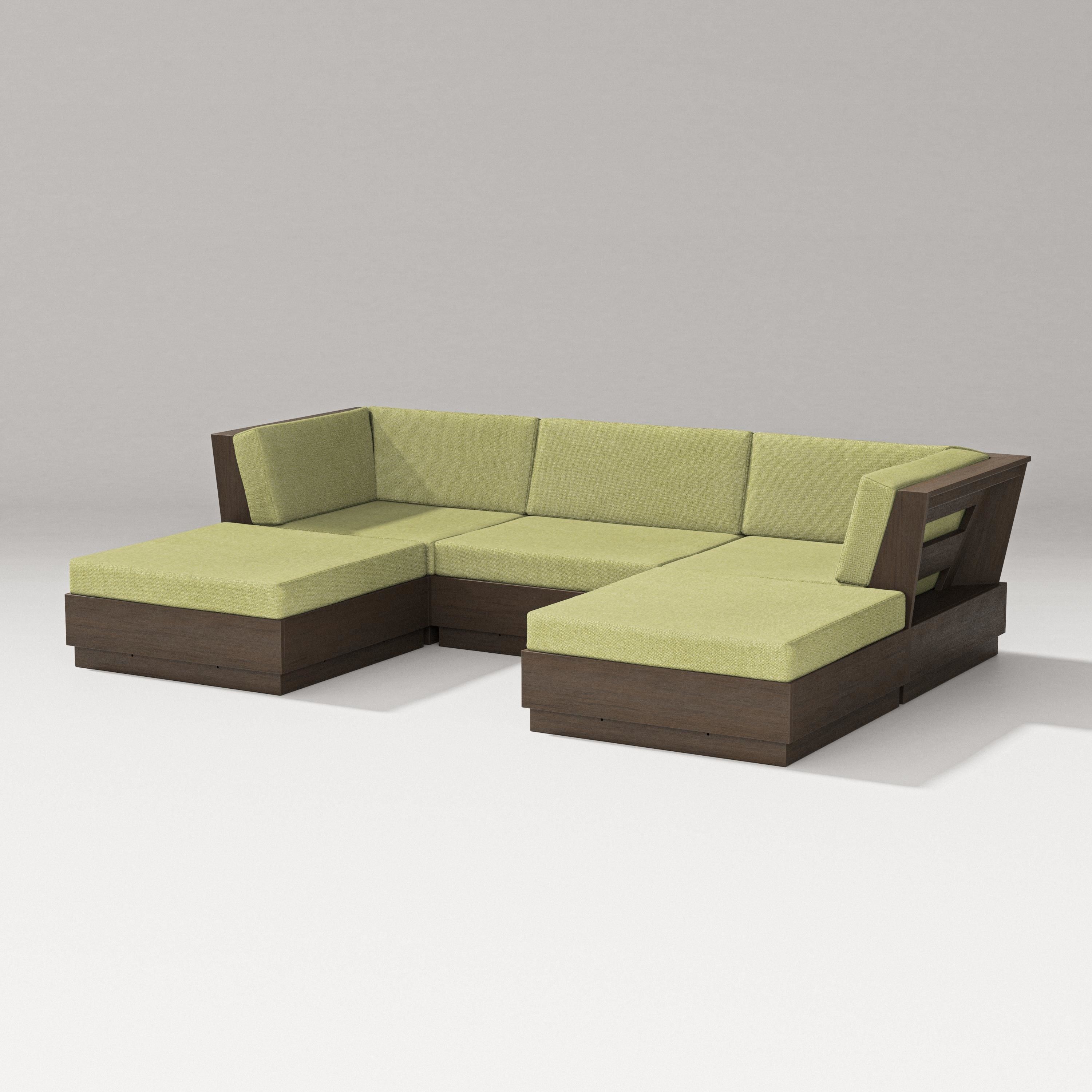 PW Designer Series Elevate Double Chaise Sectional in Kona / Chartreuse Boucle