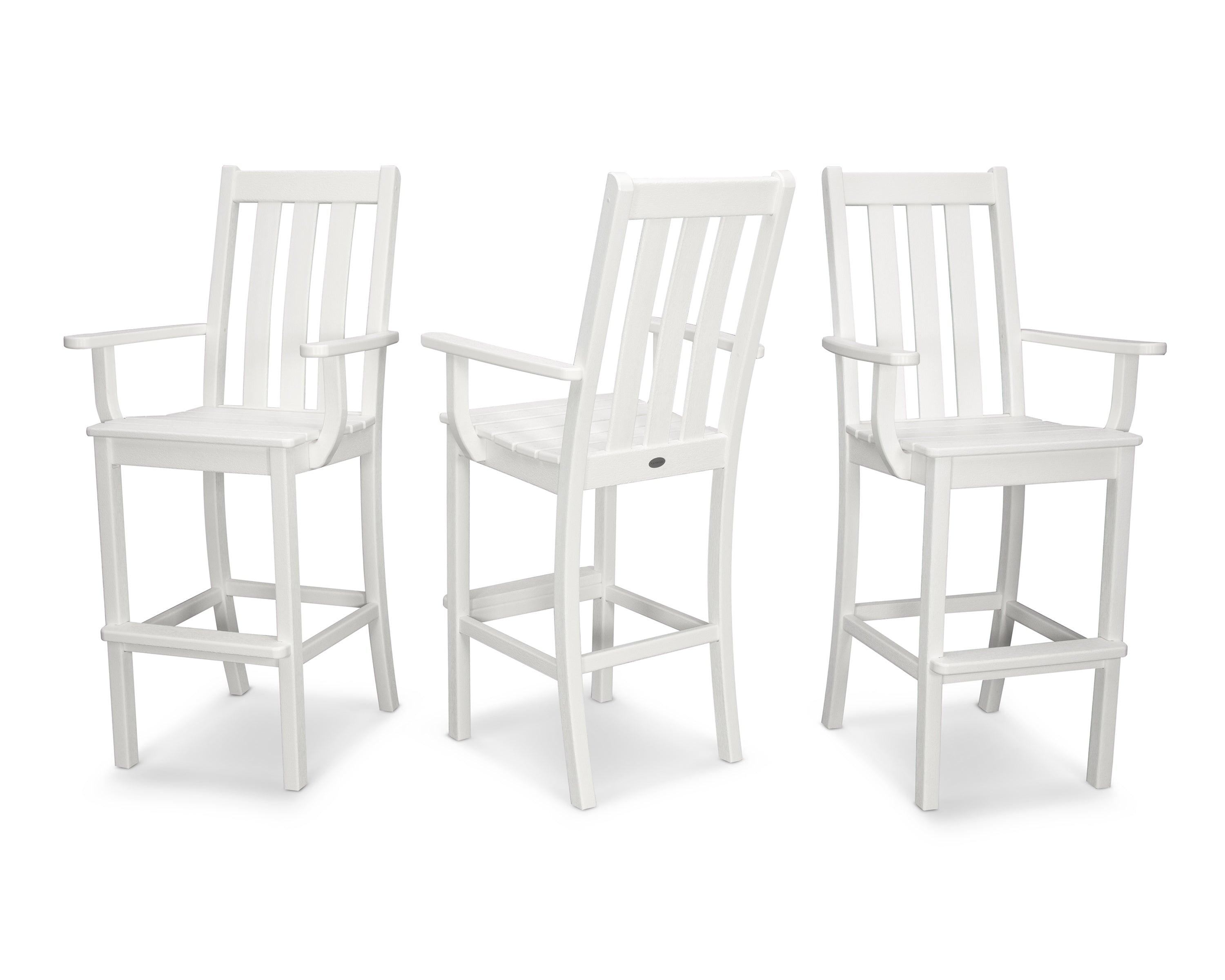 POLYWOOD® Vineyard Bar Arm Chair 3-Pack in Vintage White