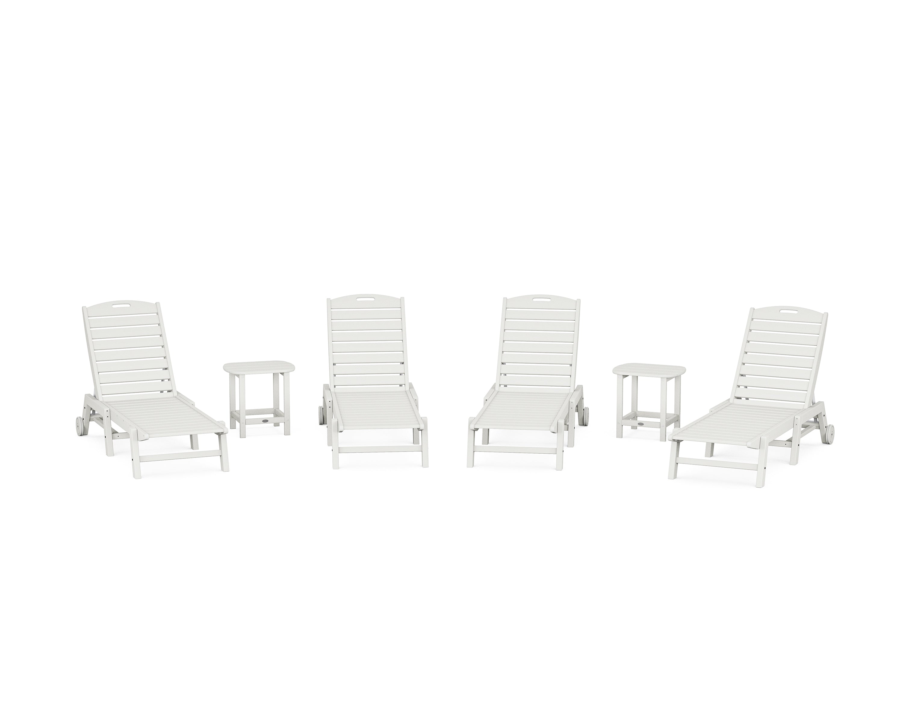 POLYWOOD Nautical Chaise 6-Piece Set with Wheels in Vintage White