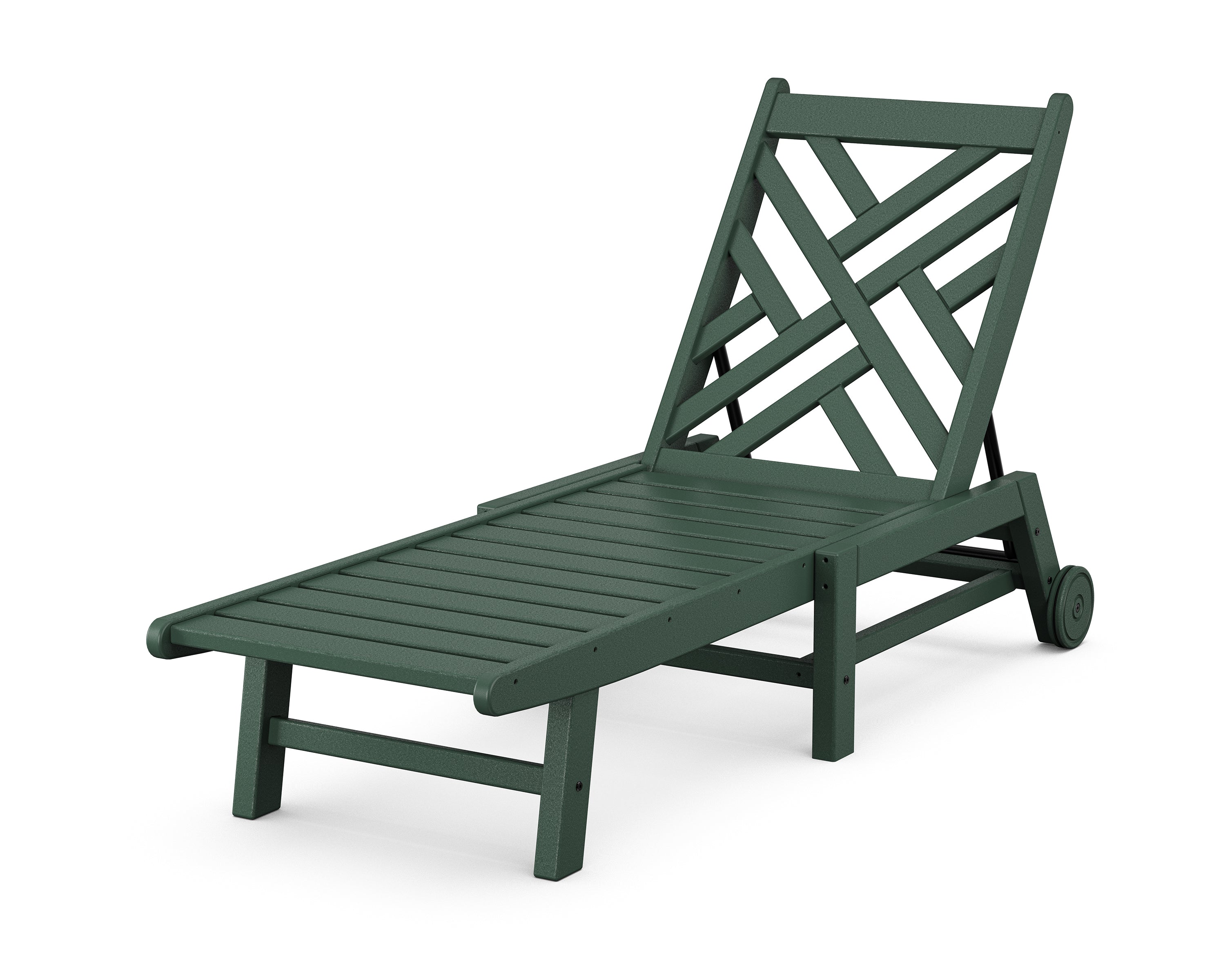 POLYWOOD® Chippendale Chaise with Wheels in Green