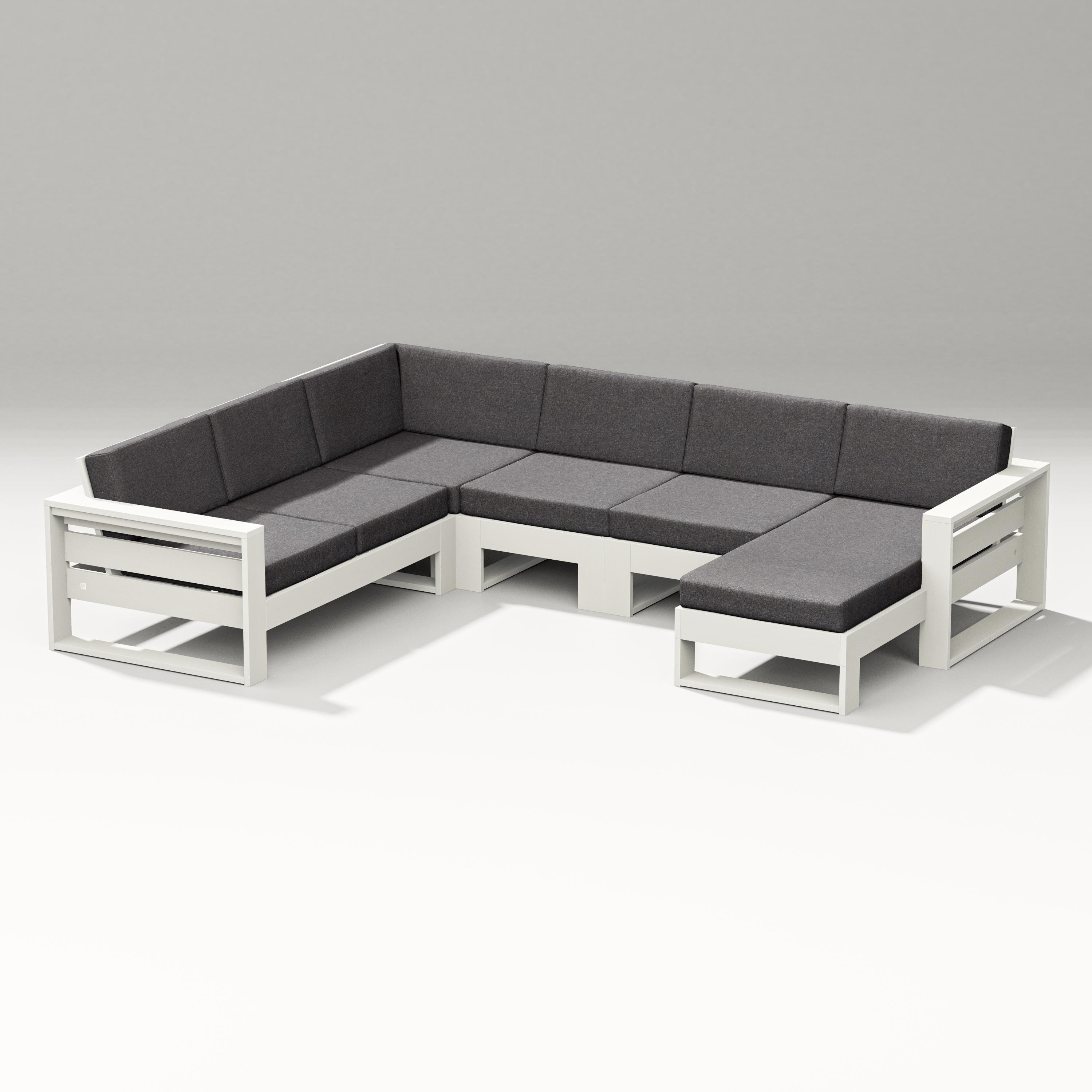 PW Designer Series Latitude Corner Sectional with Right Chaise in Vintage White / Ash Charcoal