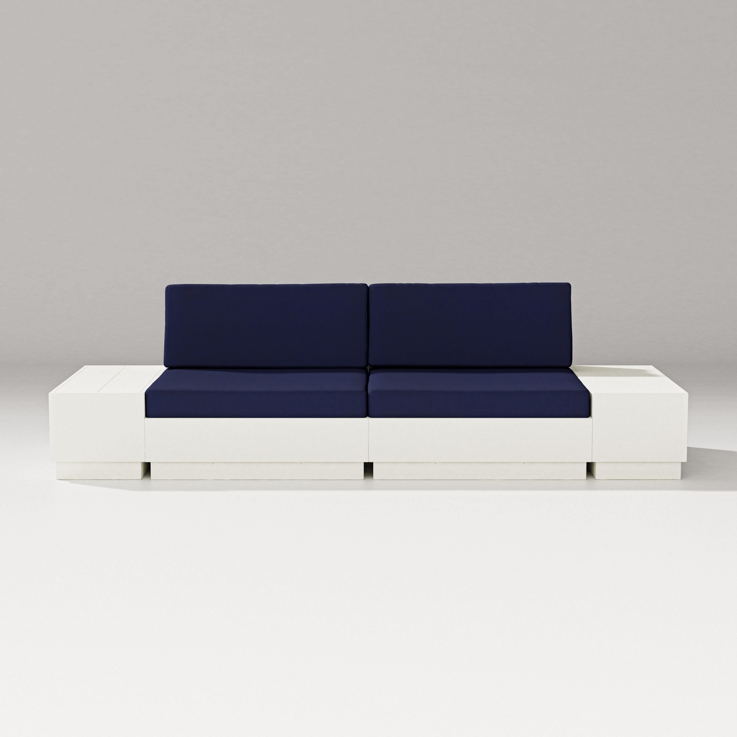 PW Designer Series Elevate 4-Piece Loveseat Sectional in Vintage White / Navy