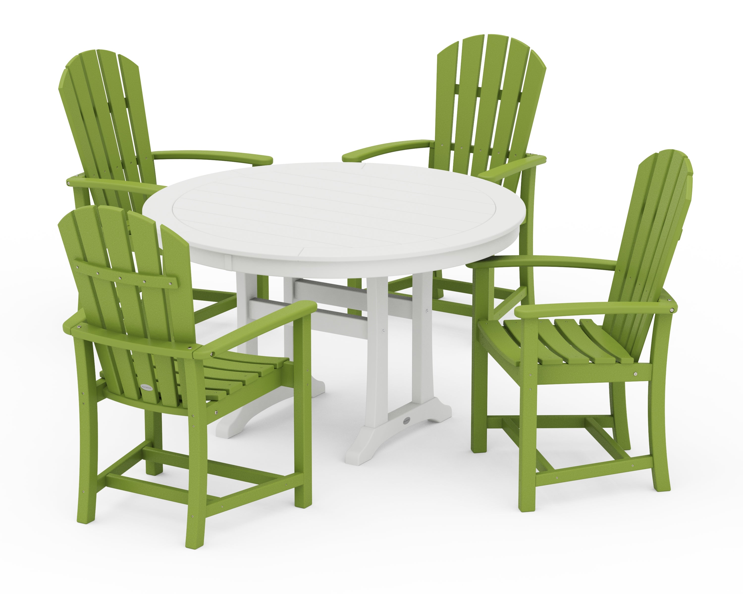 POLYWOOD Palm Coast 5-Piece Round Dining Set in Lime / White