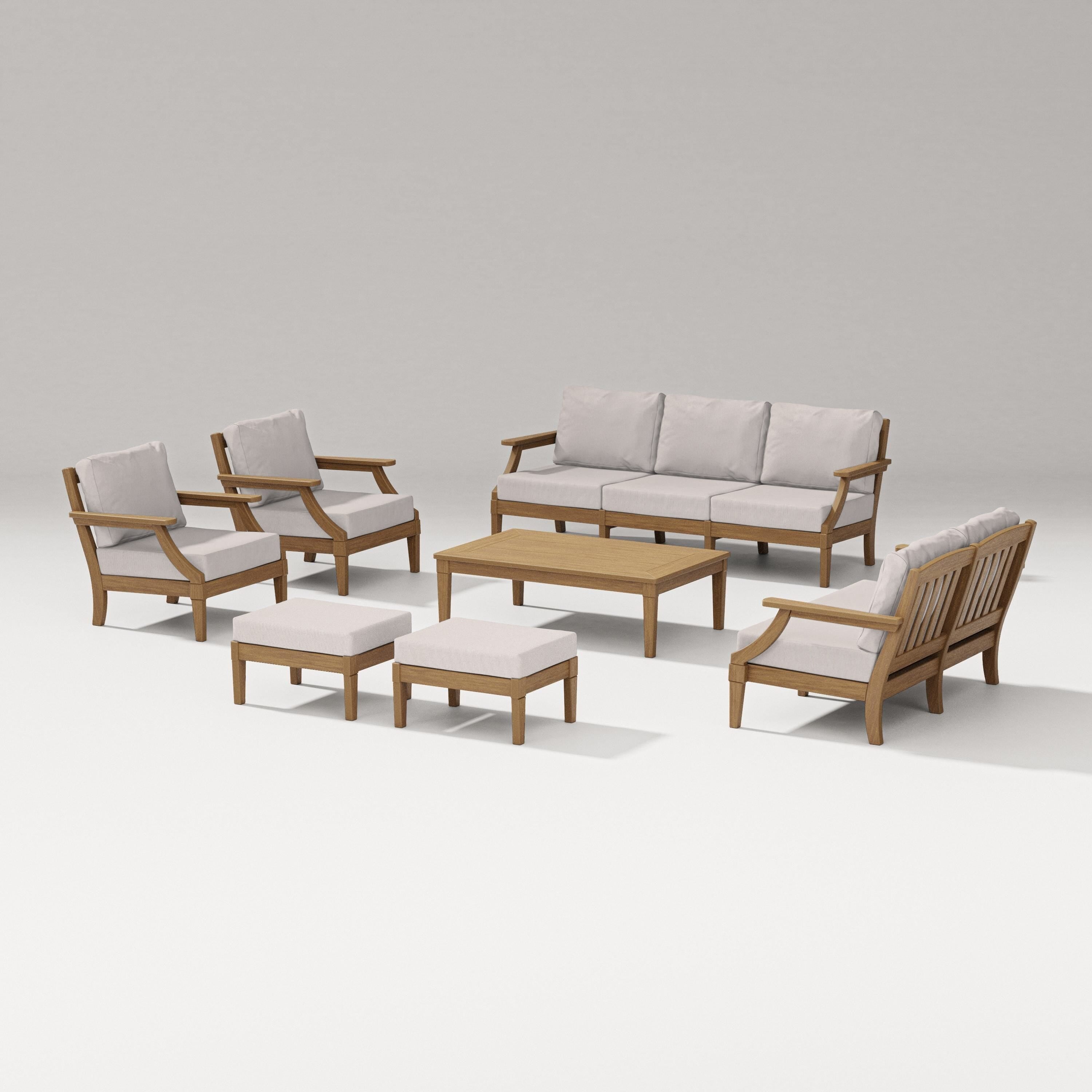 PW Designer Series Estate 7-Piece Lounge Sofa Set in Natural / Dune Burlap